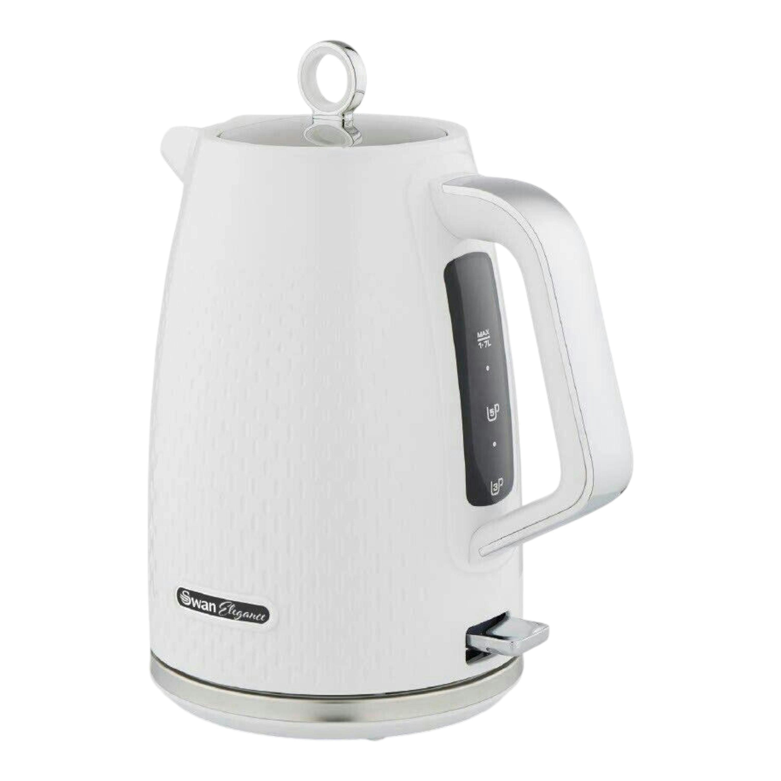 Swan Elegance 1.7L 3KW Kettle Textured White Gloss Finish & Chrome Trim SK14016WHT , view 1 of 1