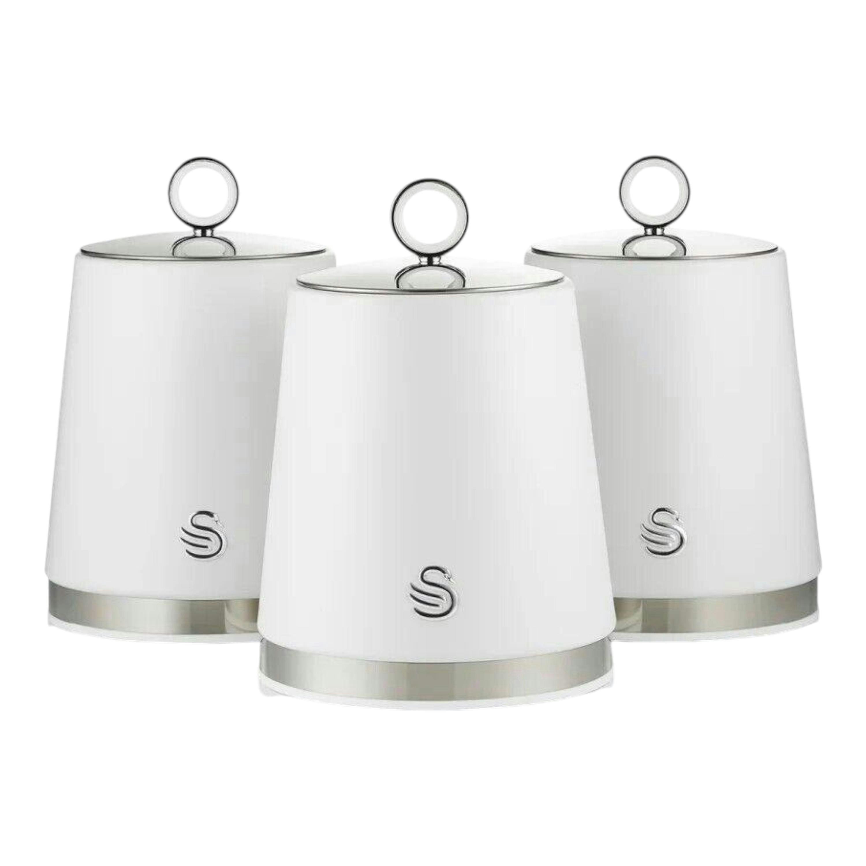 Swan Serenity White Tea Coffee Sugar Canisters Kitchen Storage Set SWKA18536WHT , view 1 of 1