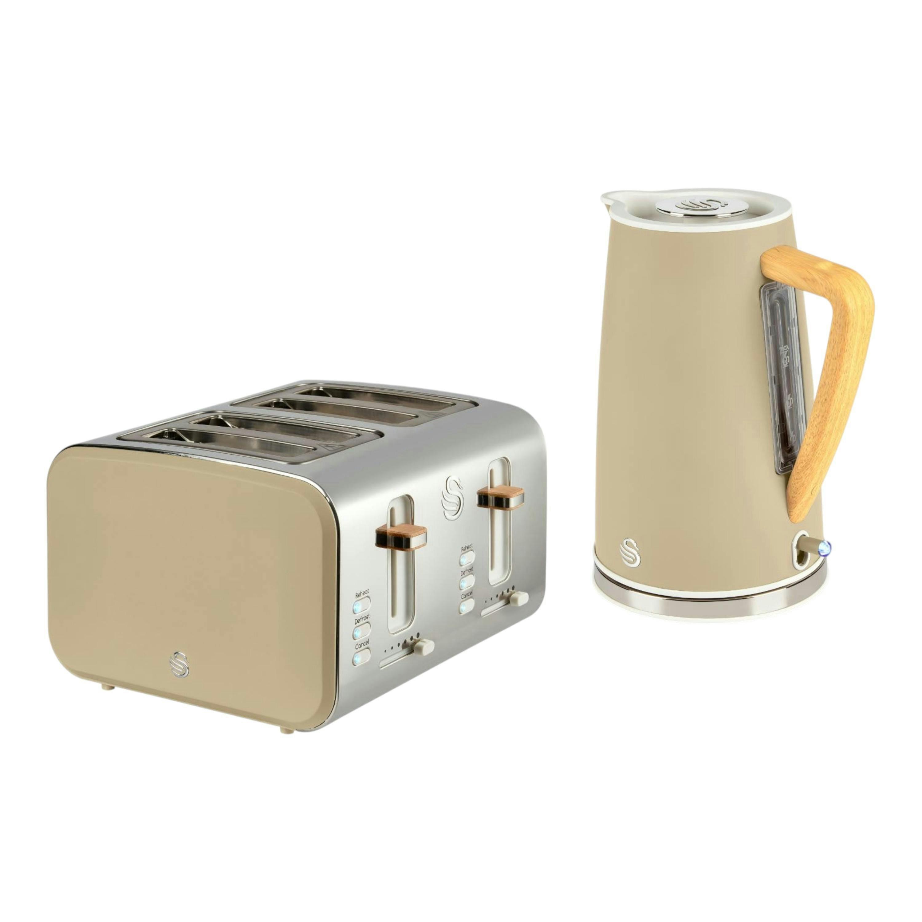 Swan Nordic 1.7L 3KW Kettle & 4 Slice Toaster in Oatmeal Colour. Scandinavian Minimalist Desig , view 1 of 1