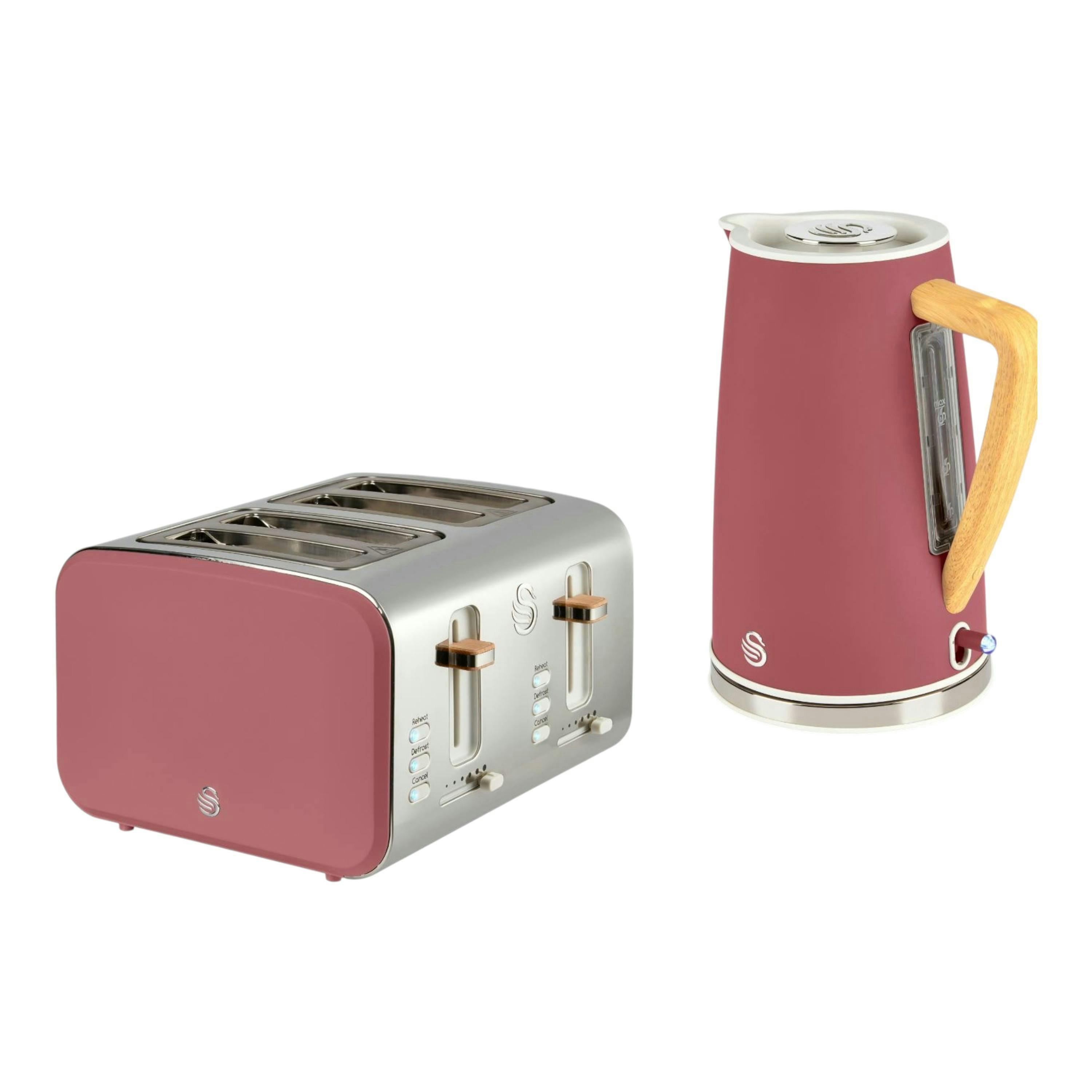 Swan Nordic 1.7L 3KW Kettle & 4 Slice Toaster in Fuchsia Rose. Scandinavian Minimalist Design Matching Kitchen Set , view 1 of 1