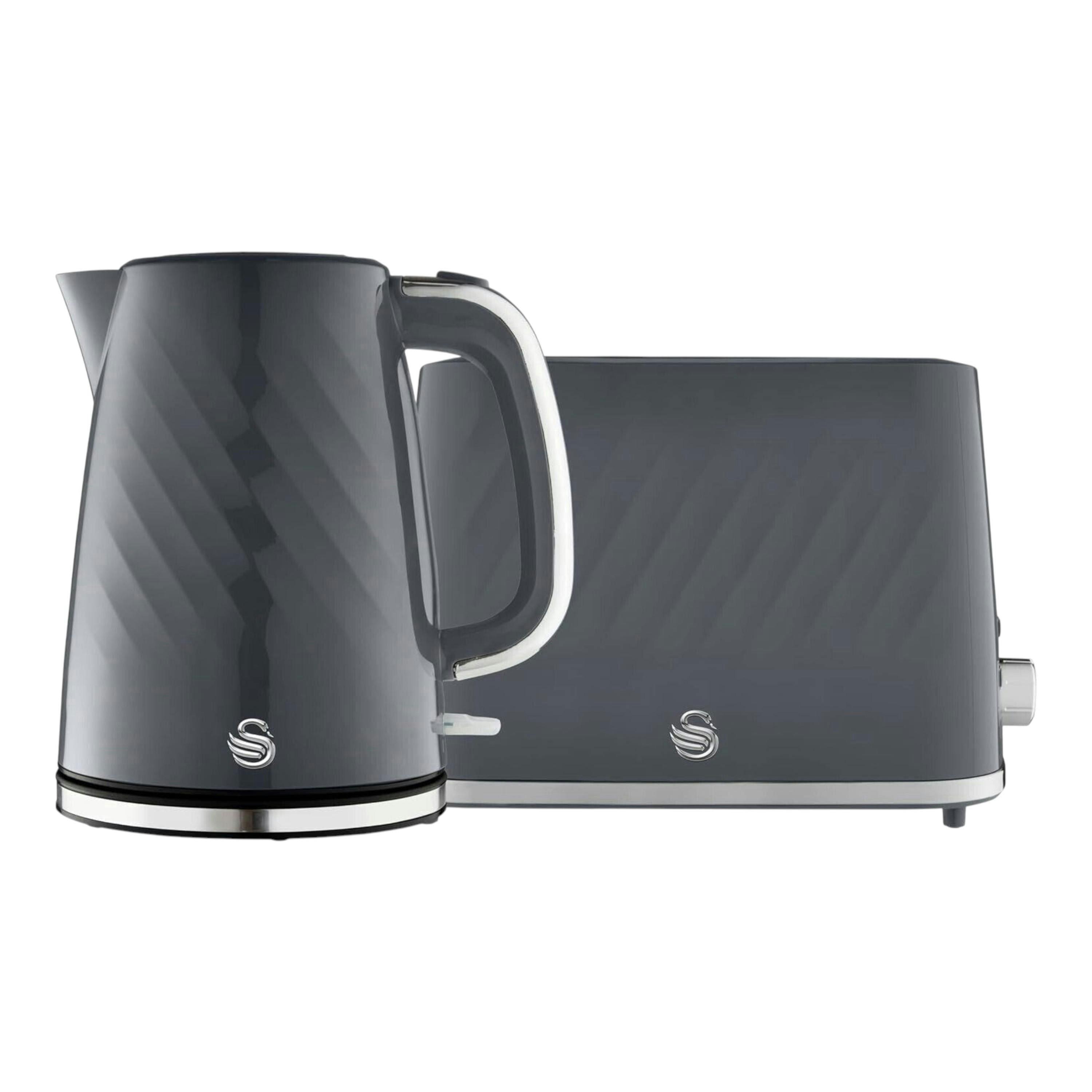 Swan Windsor Grey 1.7L Kettle & 2 Slice Toaster Textured Gloss Finish with Chrome , view 1 of 1