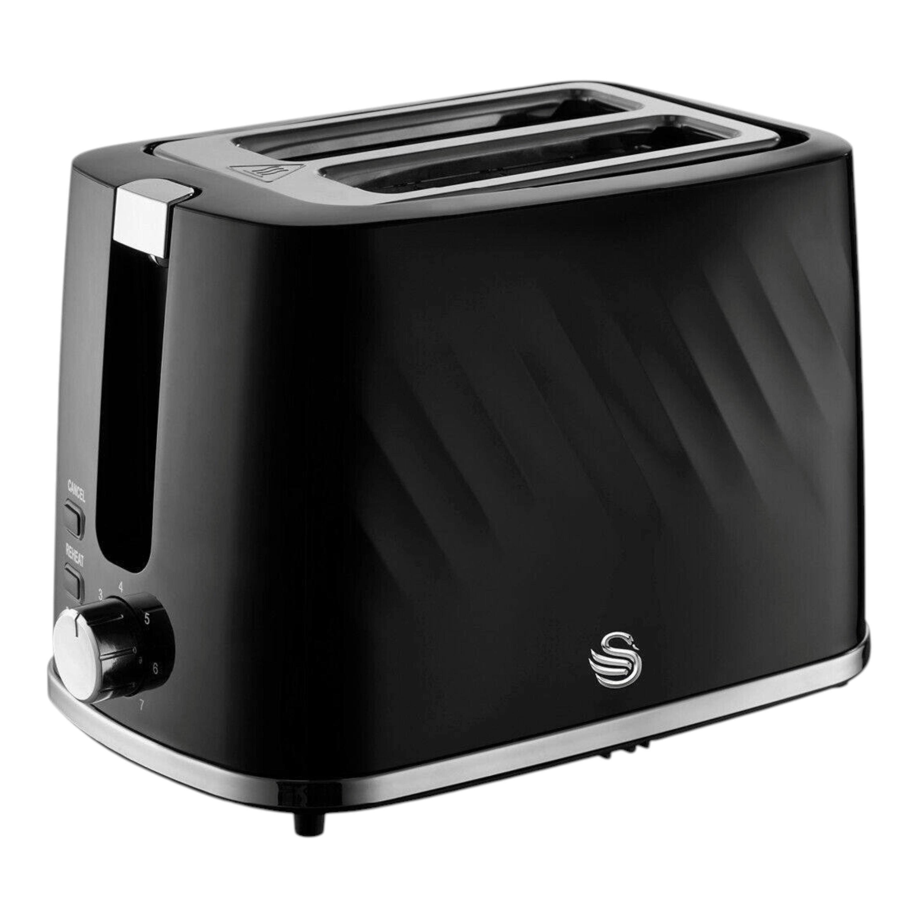 Swan Windsor Black 2 Slice Toaster Textured Finish/Chrome Accents ST14071BLK , view 1 of 1