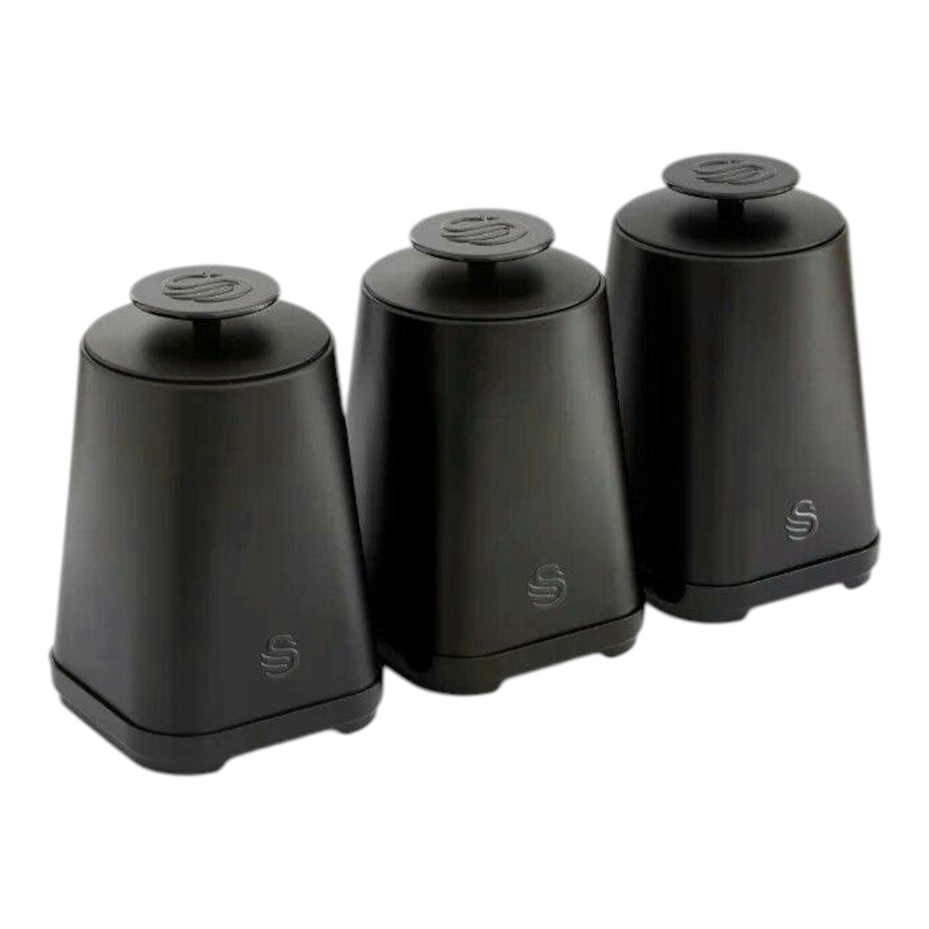 Swan Stealth Black Tea Coffee Sugar Canisters Storage Set SWKA18521BLKN , view 1 of 1