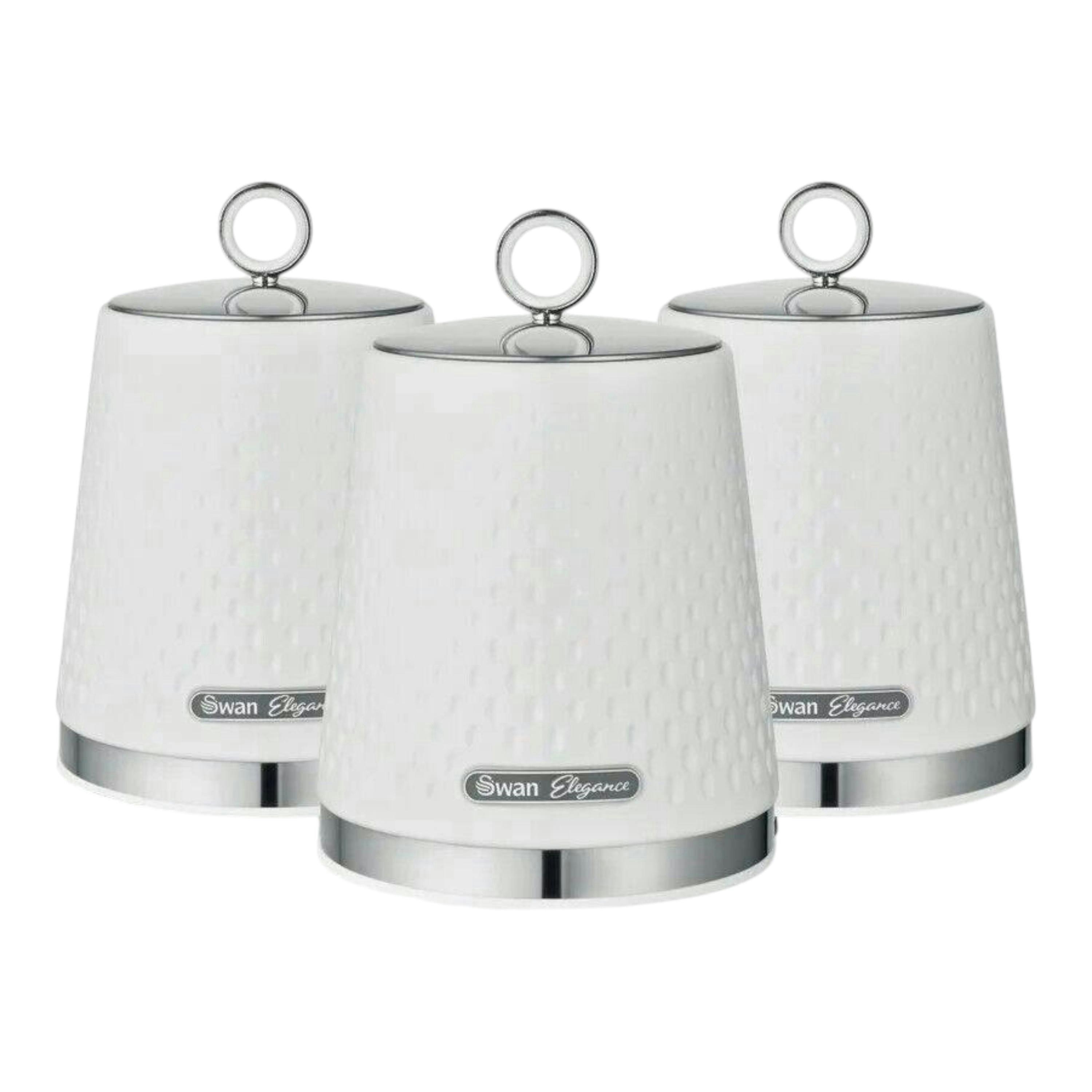 Swan Elegance White Tea Coffee Sugar Canisters Kitchen Storage Set  SWKA18533WHT , view 1 of 1