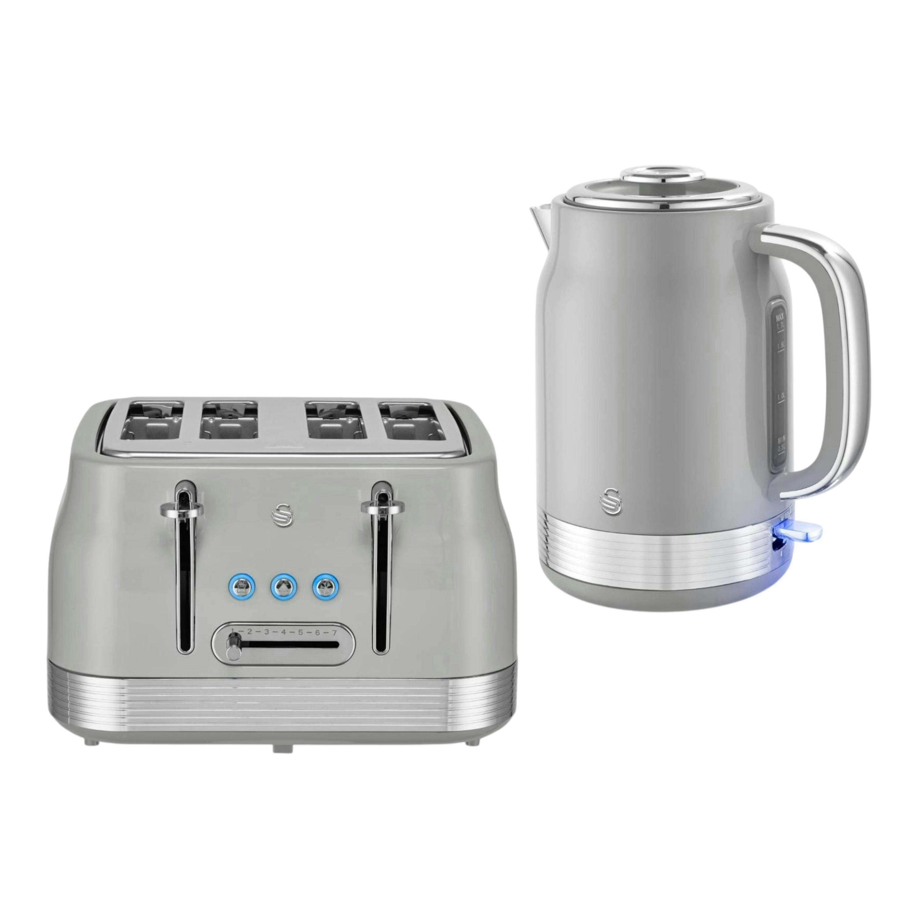 Swan Retro Revive Grey Jug 1.7L Kettle & 4 Slice Toaster Retro Kitchen Set , view 1 of 1