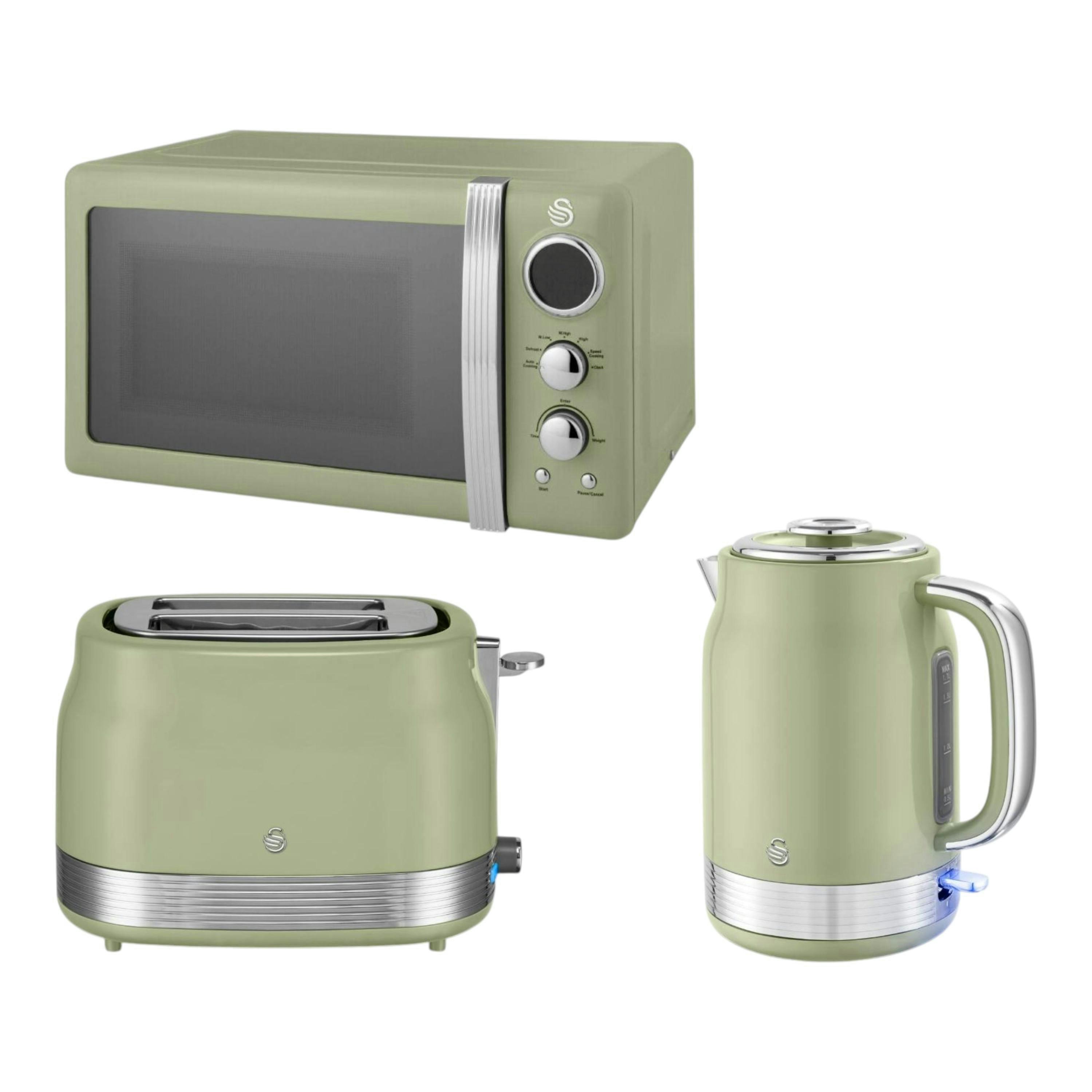 Swan Retro Revive Green 1.7L 3KW Jug Kettle, 2 Slice Toaster & 20L 800W Microwave Kitchen Set , view 1 of 1