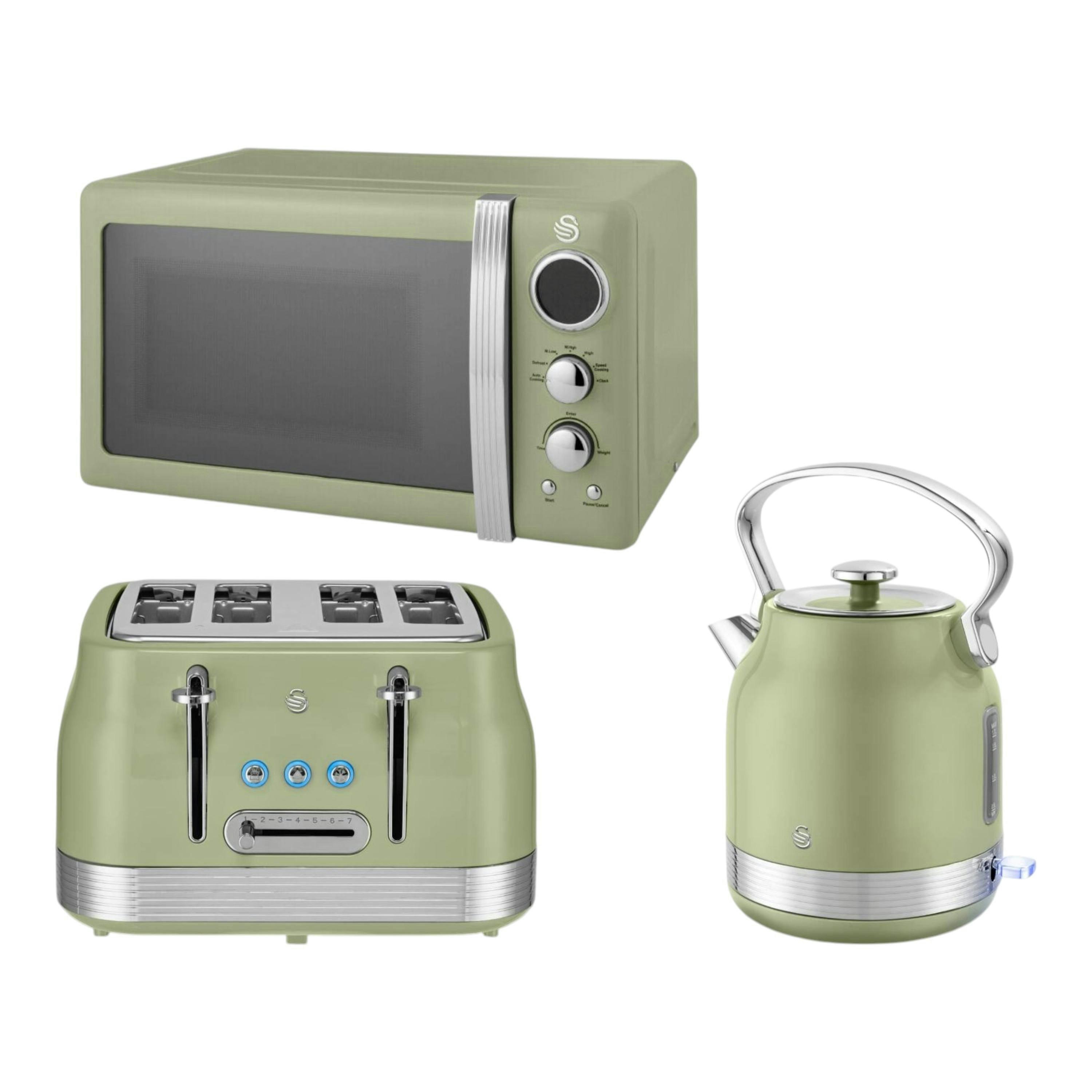 Swan Retro Revive Green Stovetop Traditional Kettle, 4 Slice Toaster & 20L 800W Microwave Set , view 1 of 1