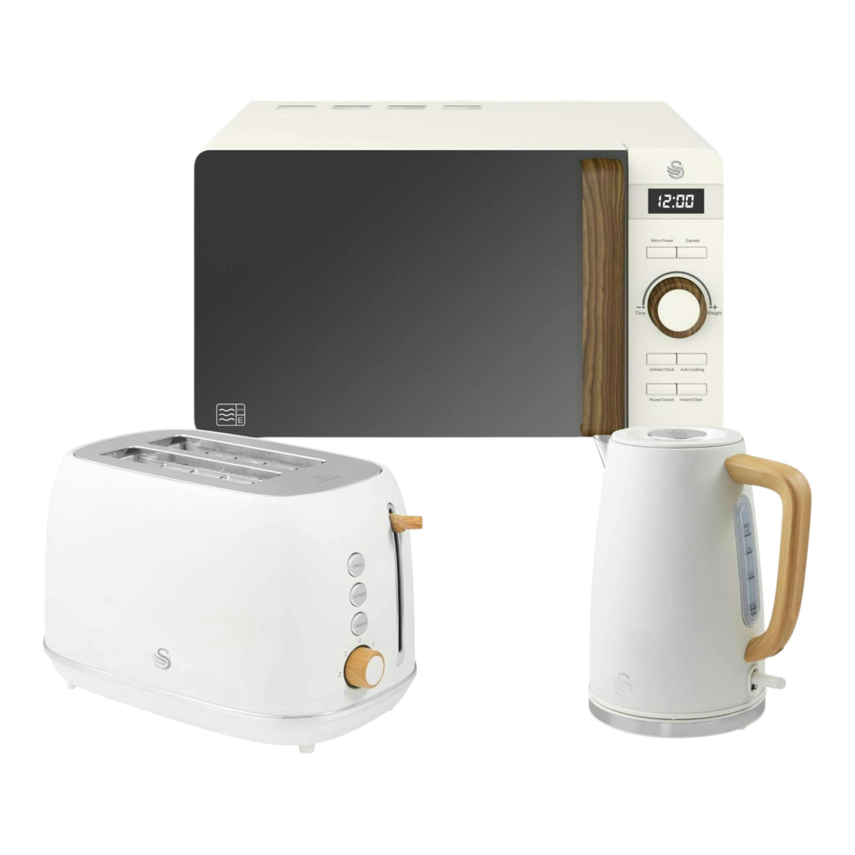 Swan Fjord White Jug Kettle. 2 Slice Toaster and Nordic 800W 20L Microwave Kitchen Set , view 1 of 1