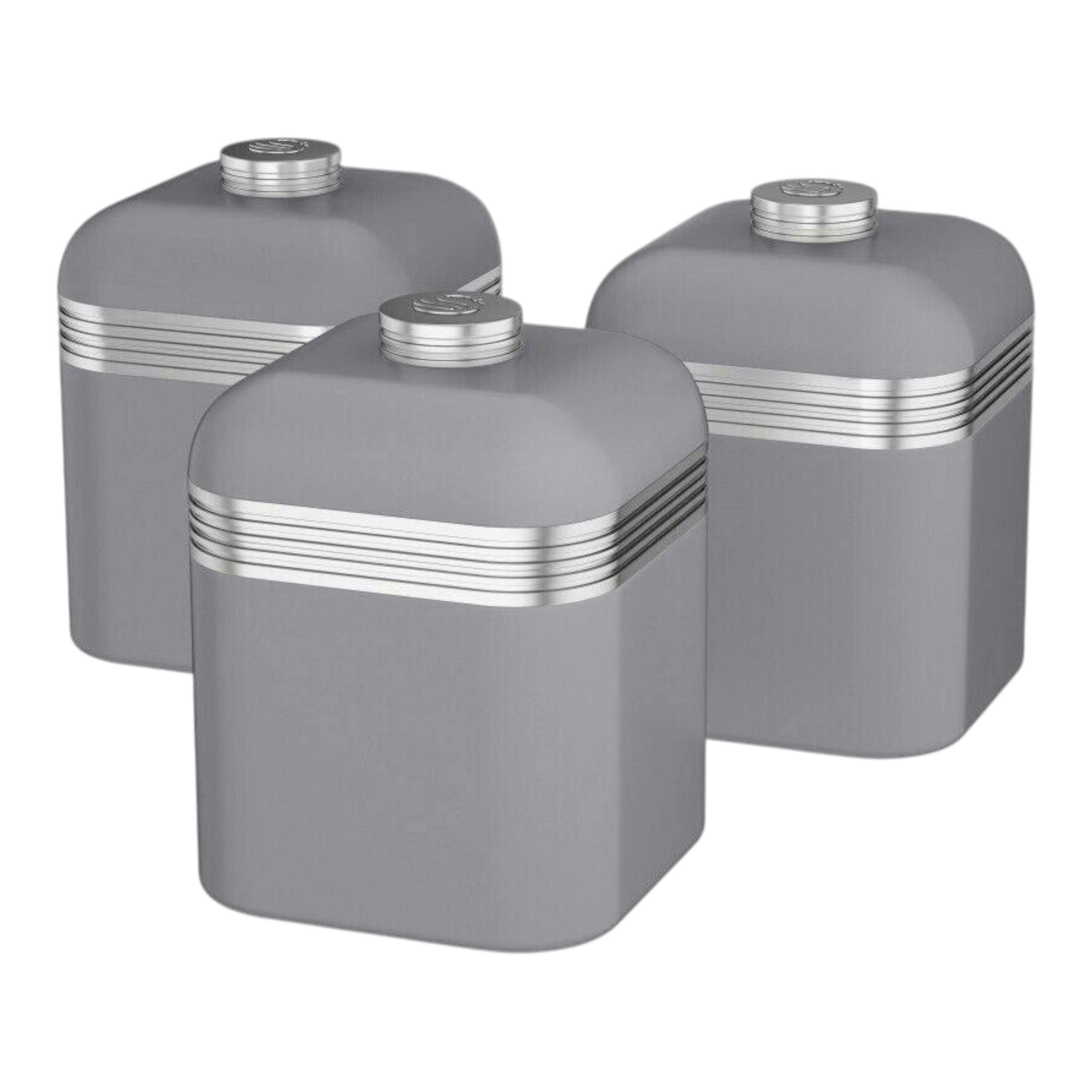 Swan Retro Grey Tea, Coffee & Sugar Kitchen Canisters Set SWKA1020GRN , view 1 of 1
