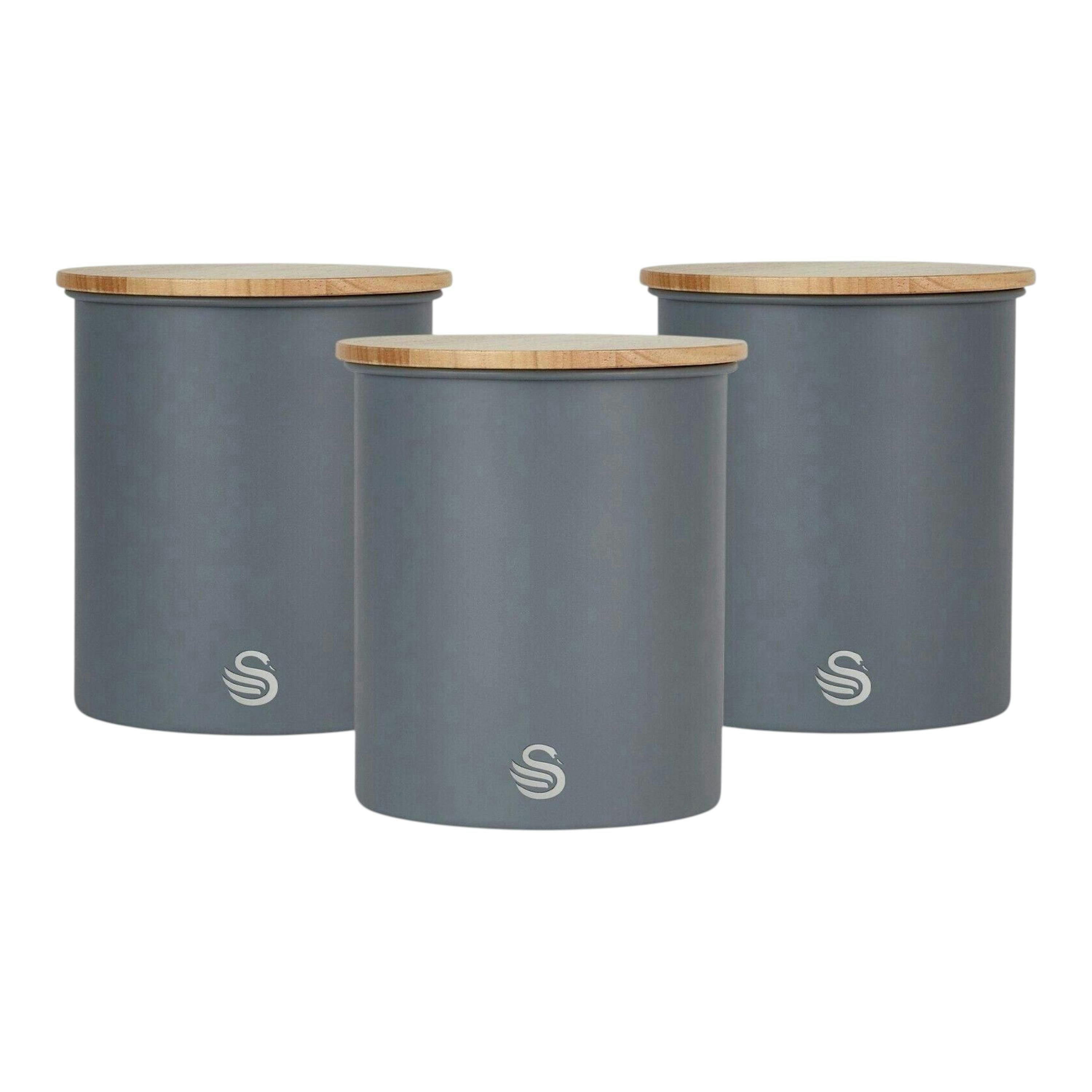 Swan Nordic Grey Tea Coffee & Sugar Kitchen Storage Canisters , view 1 of 1