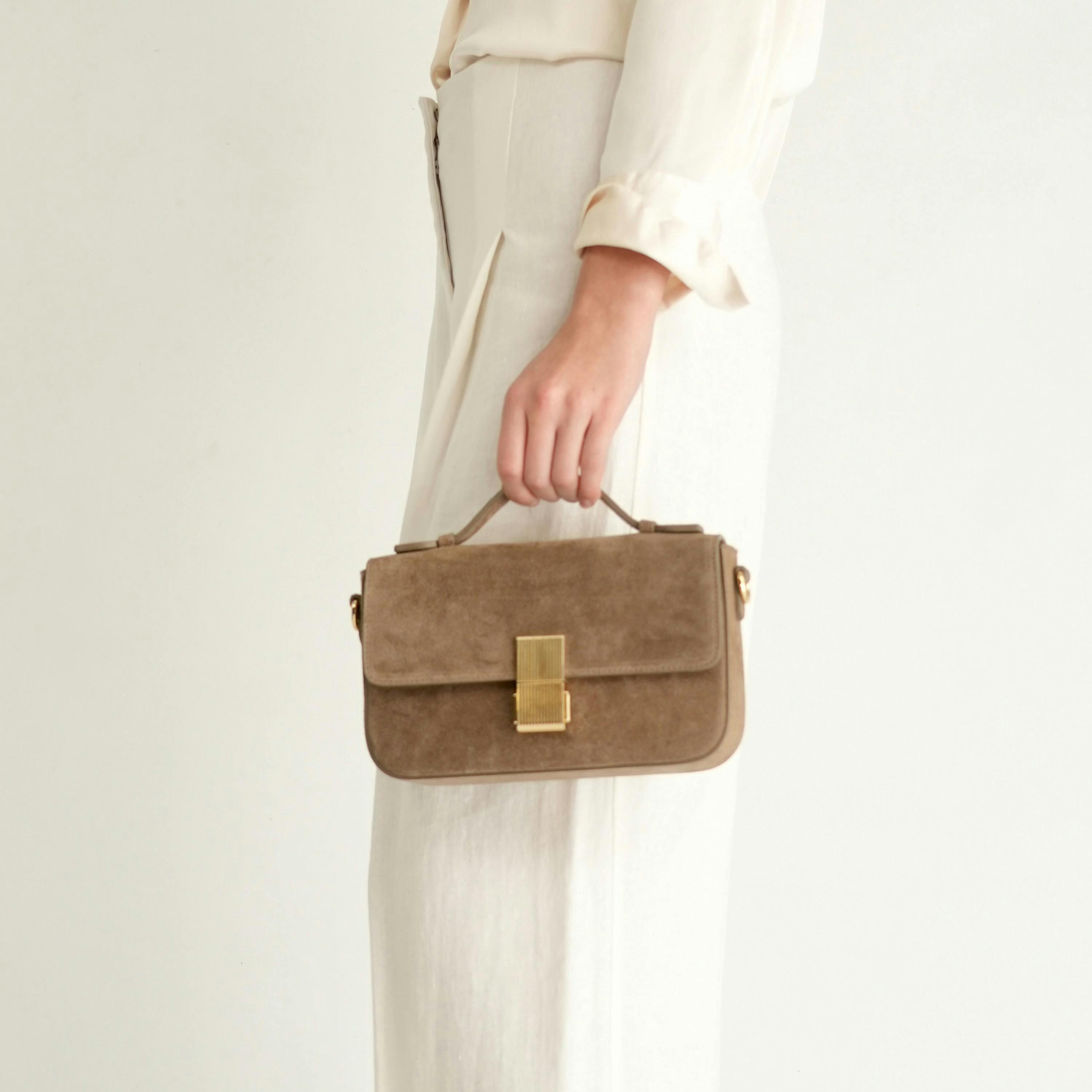 The Flora Top Handle Suede Bag , view 2 of 6