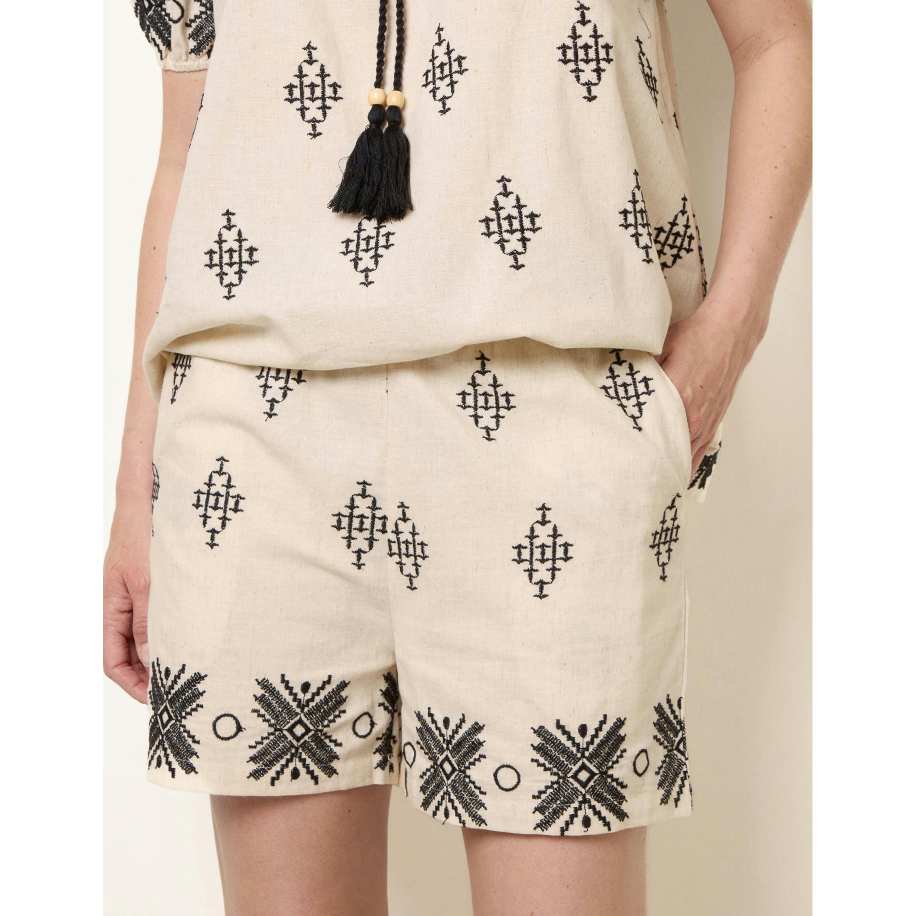 Blue Vanilla Embroidered Shorts  in Stone , view 4 of 4
