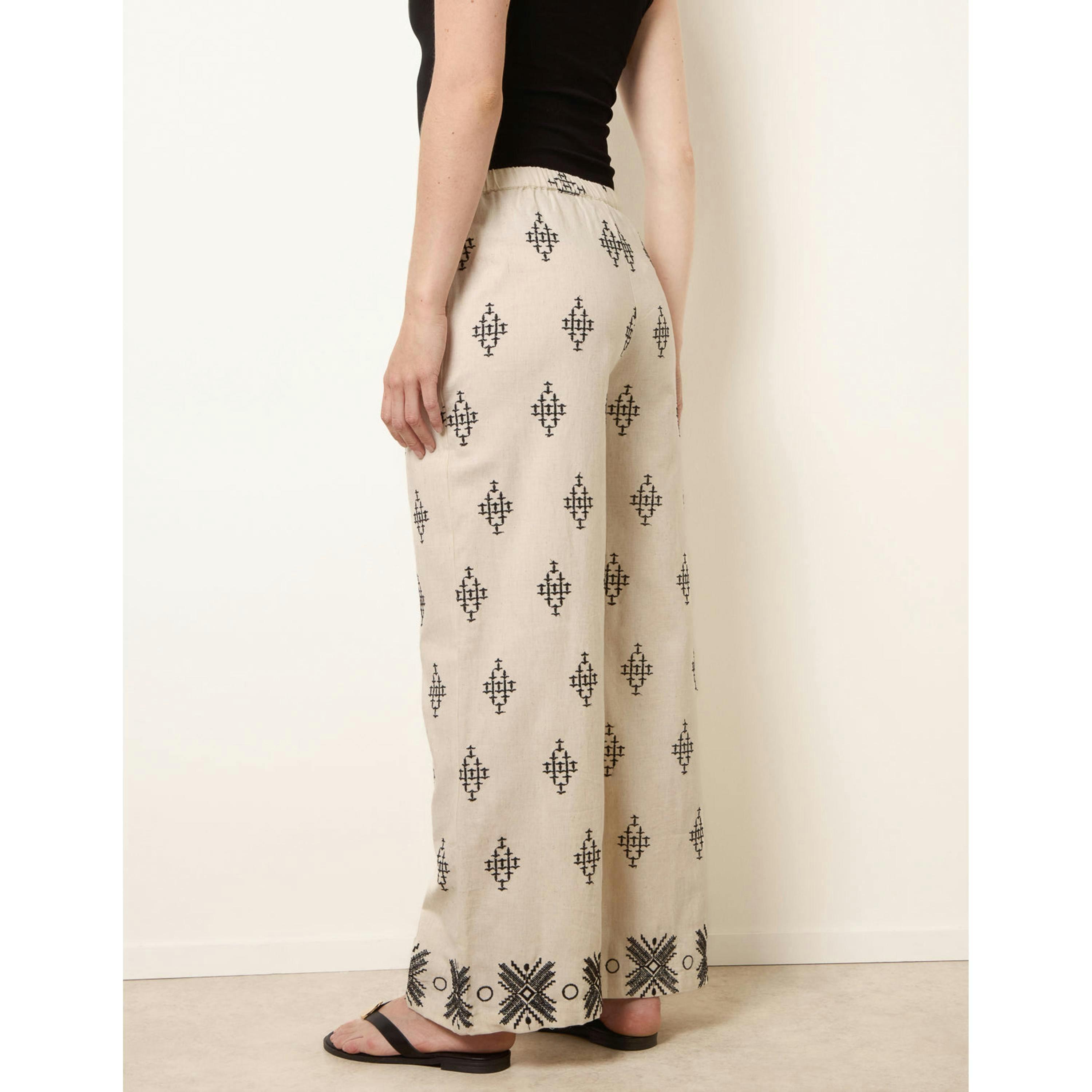 Blue Vanilla Embroidered Trousers  in Stone , view 4 of 4