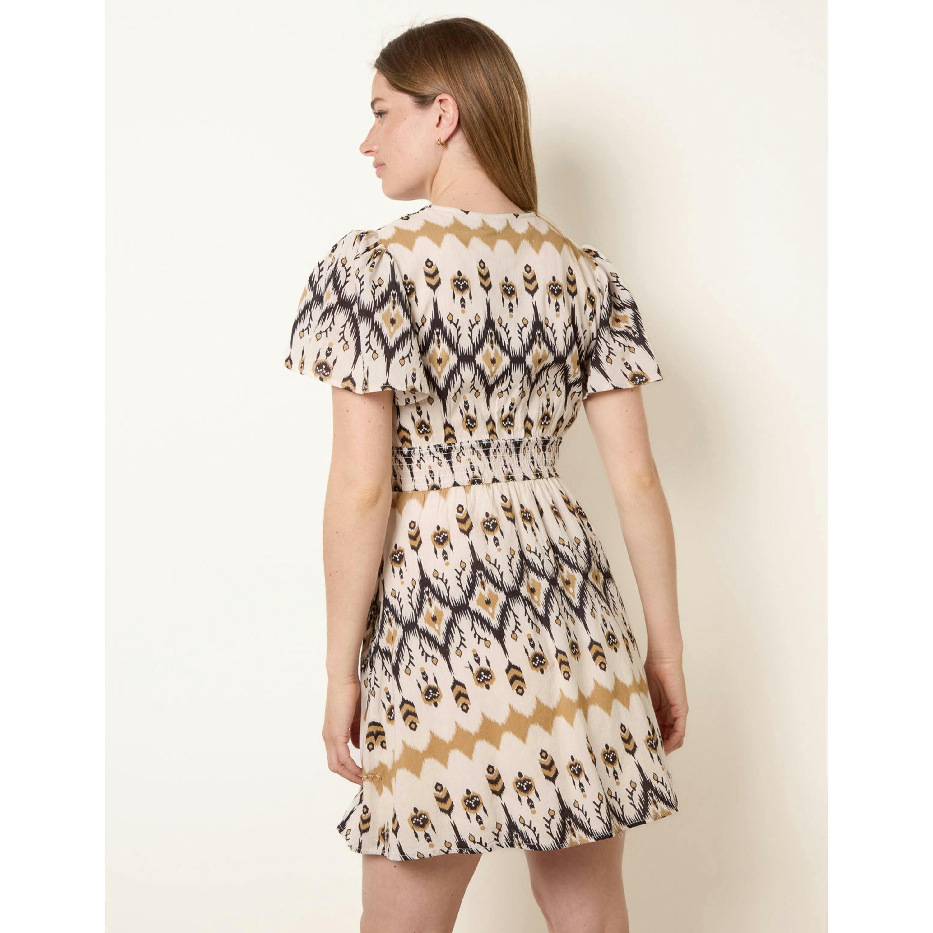 Blue Vanilla Embroidered Wrap Front Mini Dress  in Stone , view 4 of 4