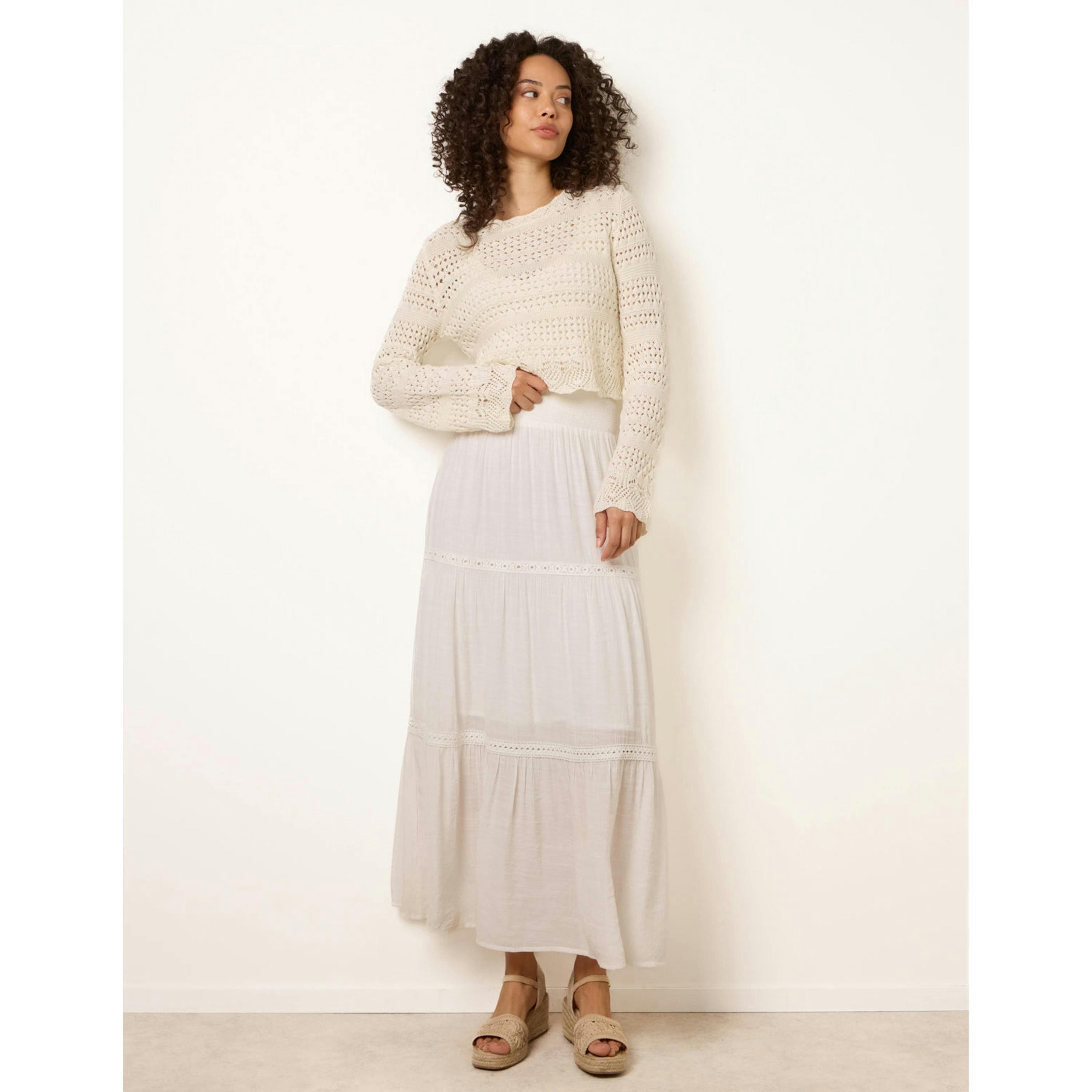Blue Vanilla Mix Crochet Maxi Skirt  in Ivory , view 1 of 4