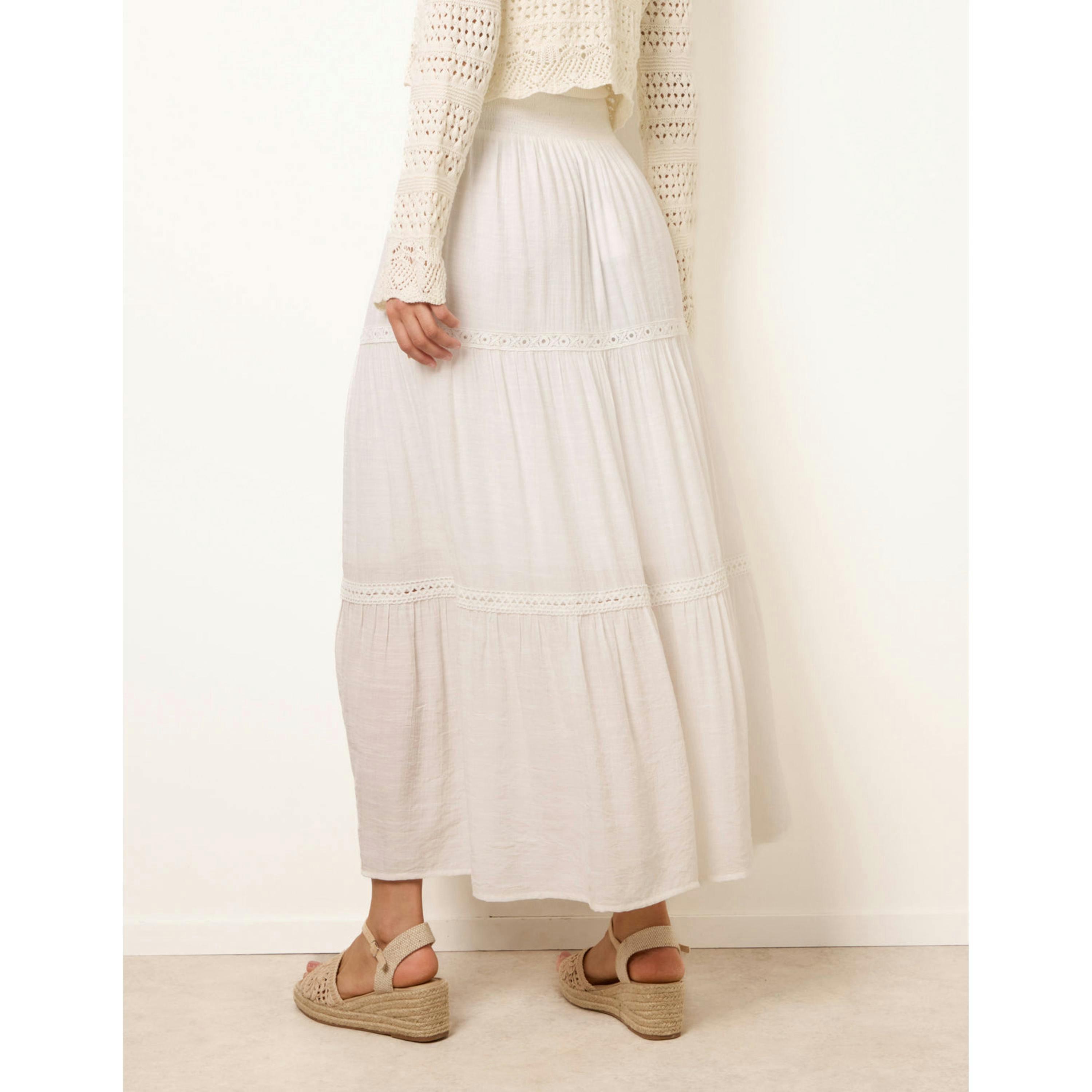 Blue Vanilla Mix Crochet Maxi Skirt  in Ivory , view 2 of 4