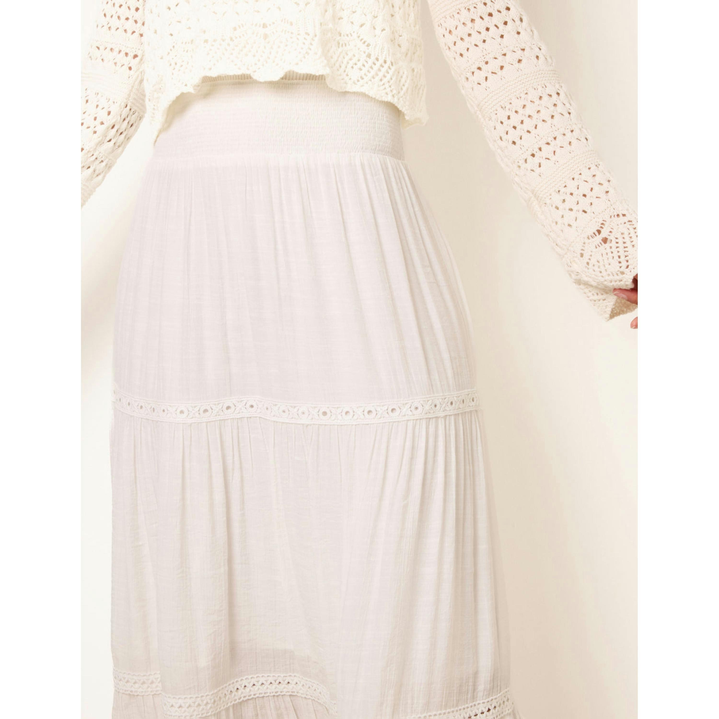Blue Vanilla Mix Crochet Maxi Skirt  in Ivory , view 3 of 4