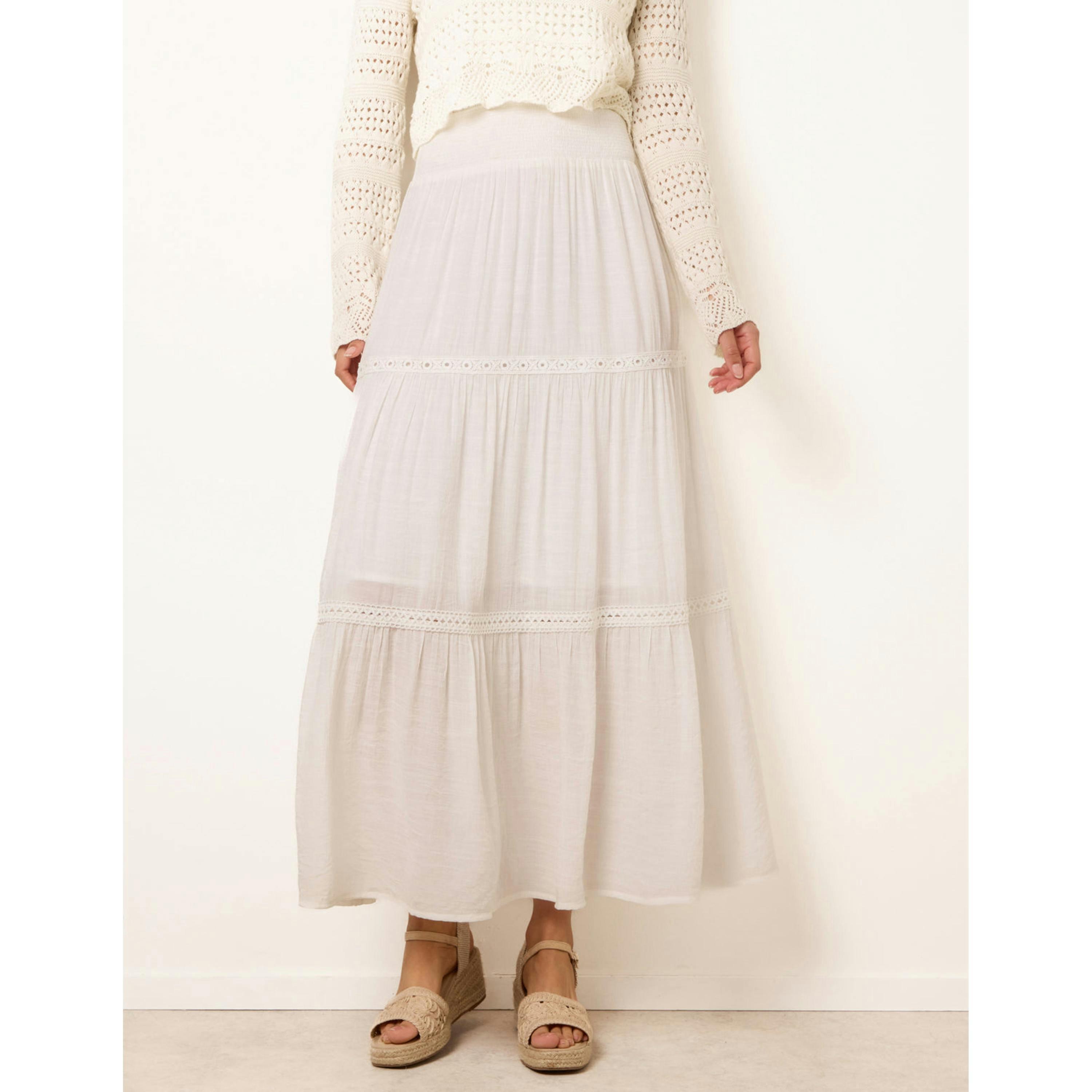 Blue Vanilla Mix Crochet Maxi Skirt  in Ivory , view 4 of 4