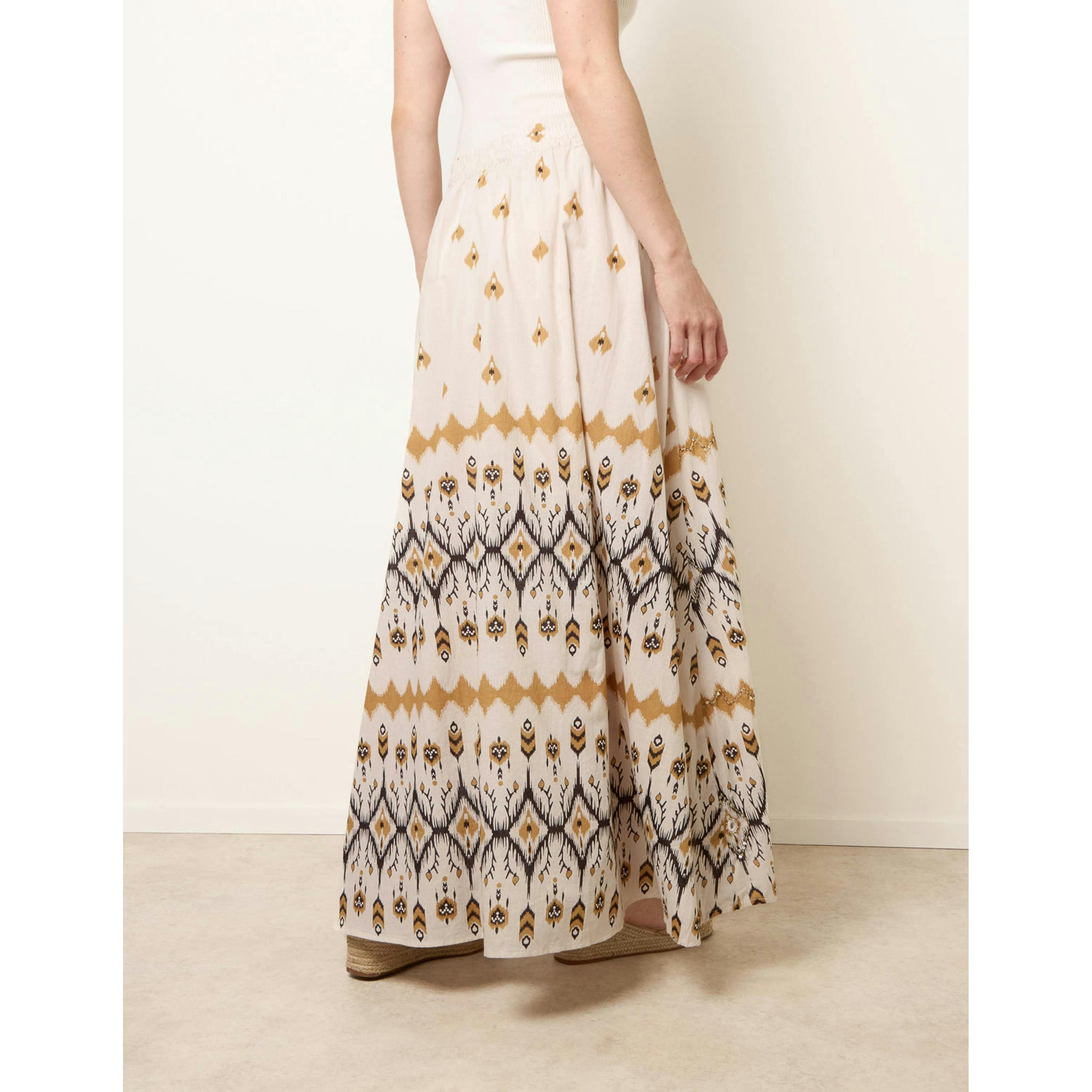 Blue Vanilla Embroidered Midi Skirt  in Stone , view 5 of 5