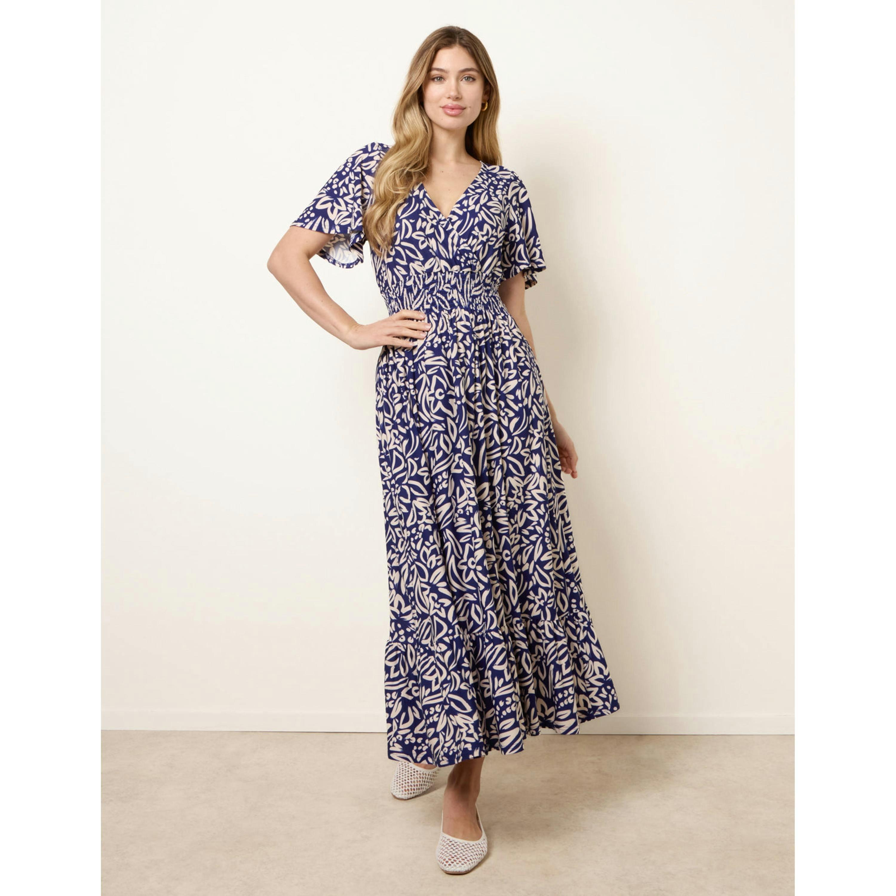 Blue Vanilla Wrap Front Midi Dress  in Blue , view 3 of 4
