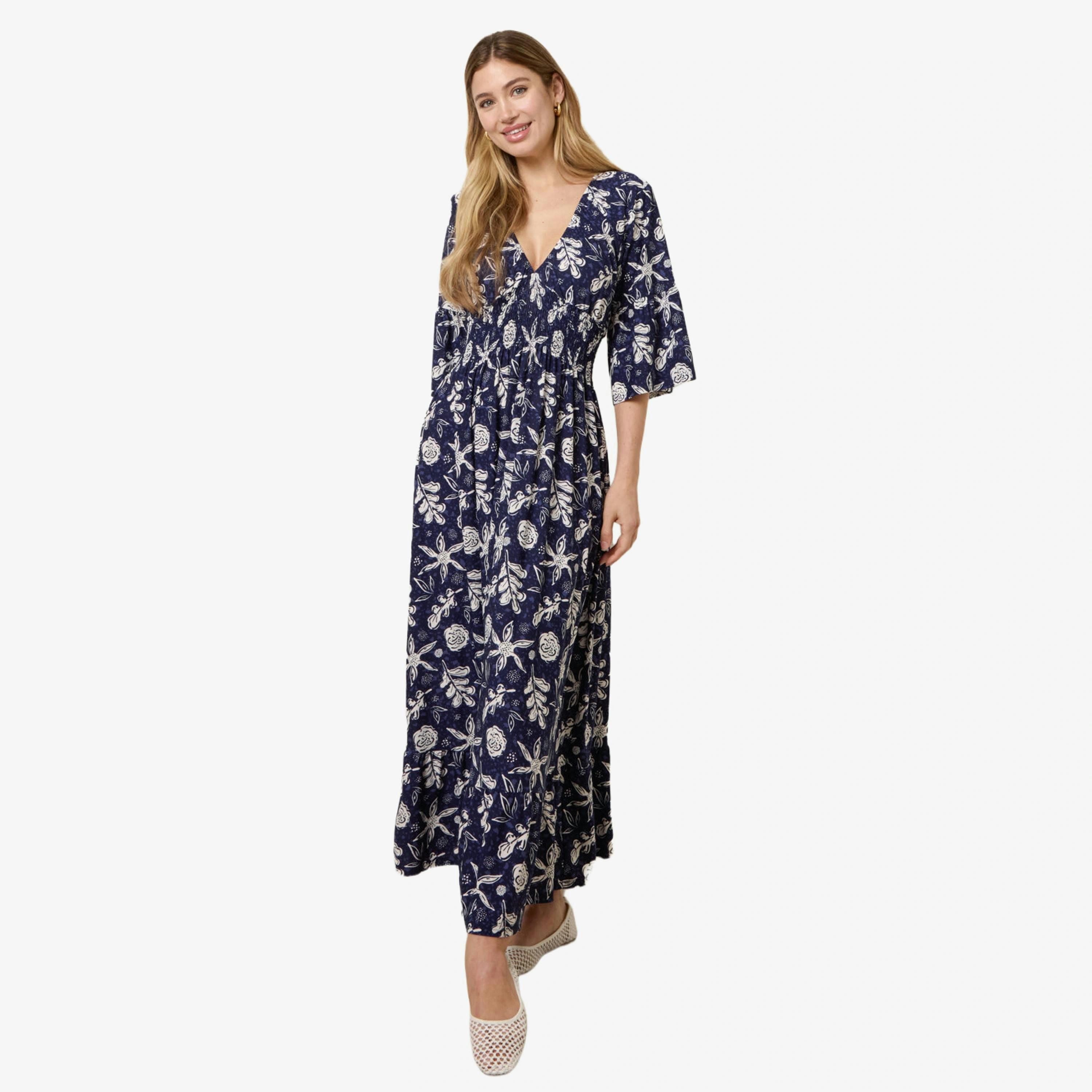 Blue Vanilla Shirred Empire Bust Dress   in  Navy , view 1 of 4