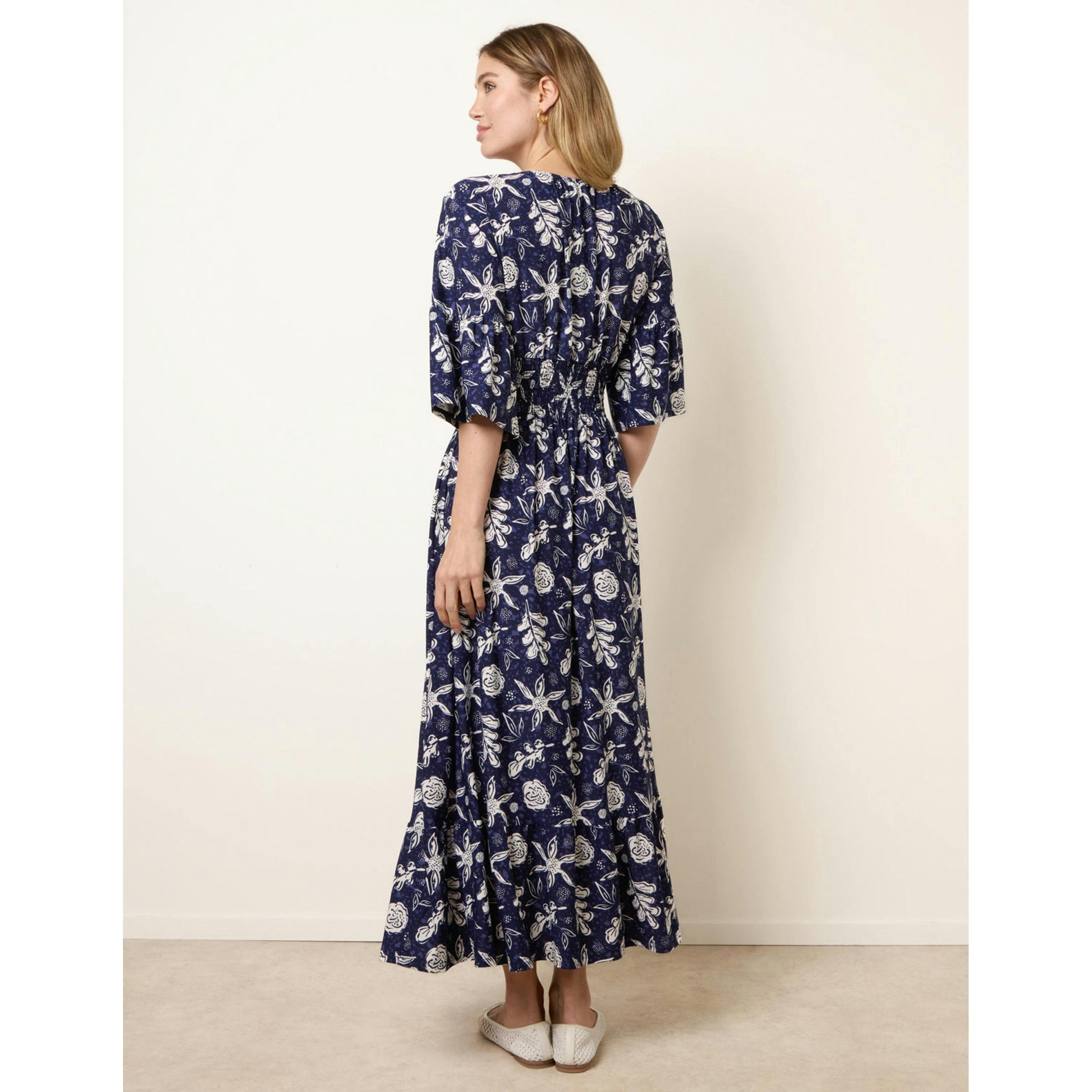 Blue Vanilla Shirred Empire Bust Dress  in Navy , view 4 of 4