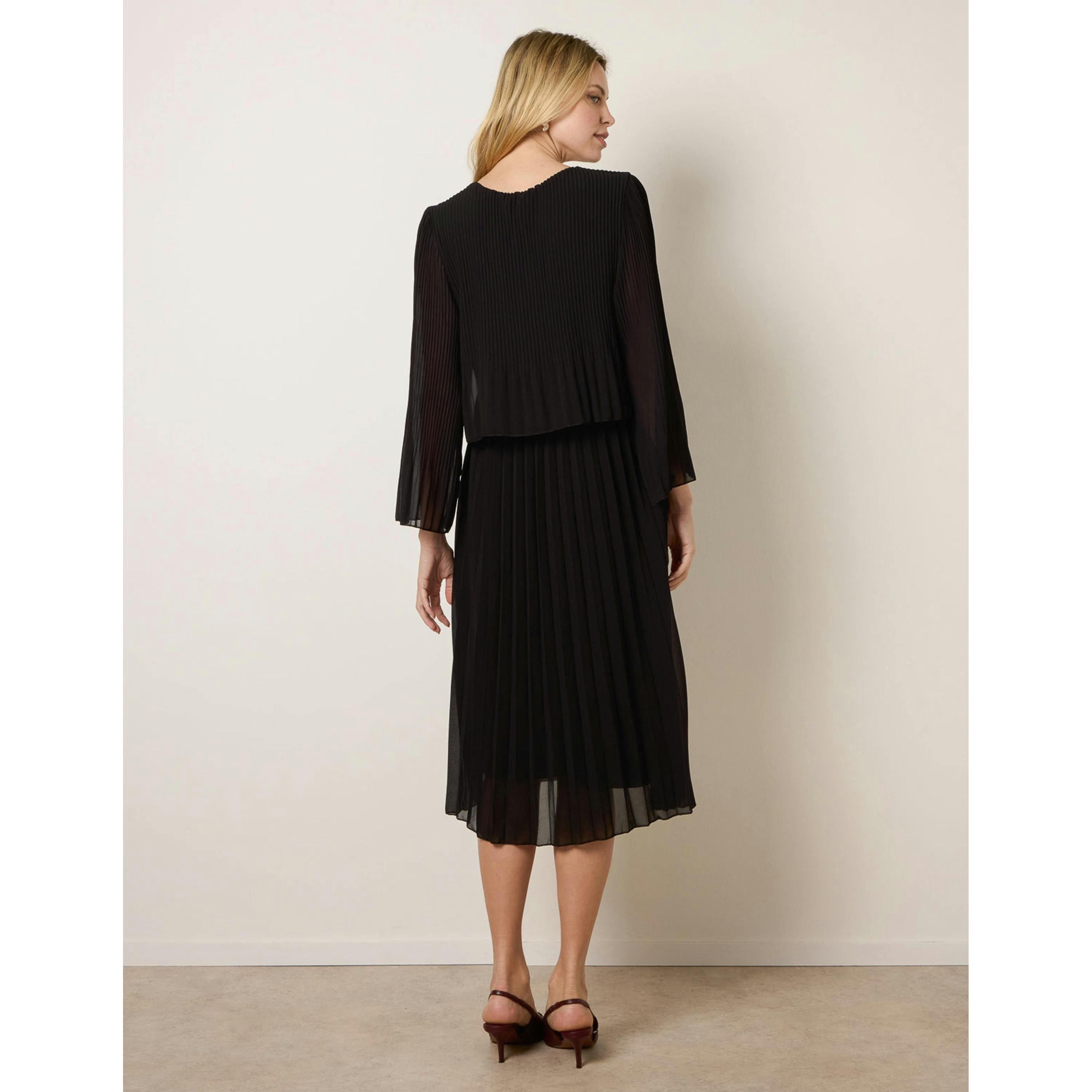 Blue Vanilla Chiffon Pleated Dress  in Black , view 2 of 4