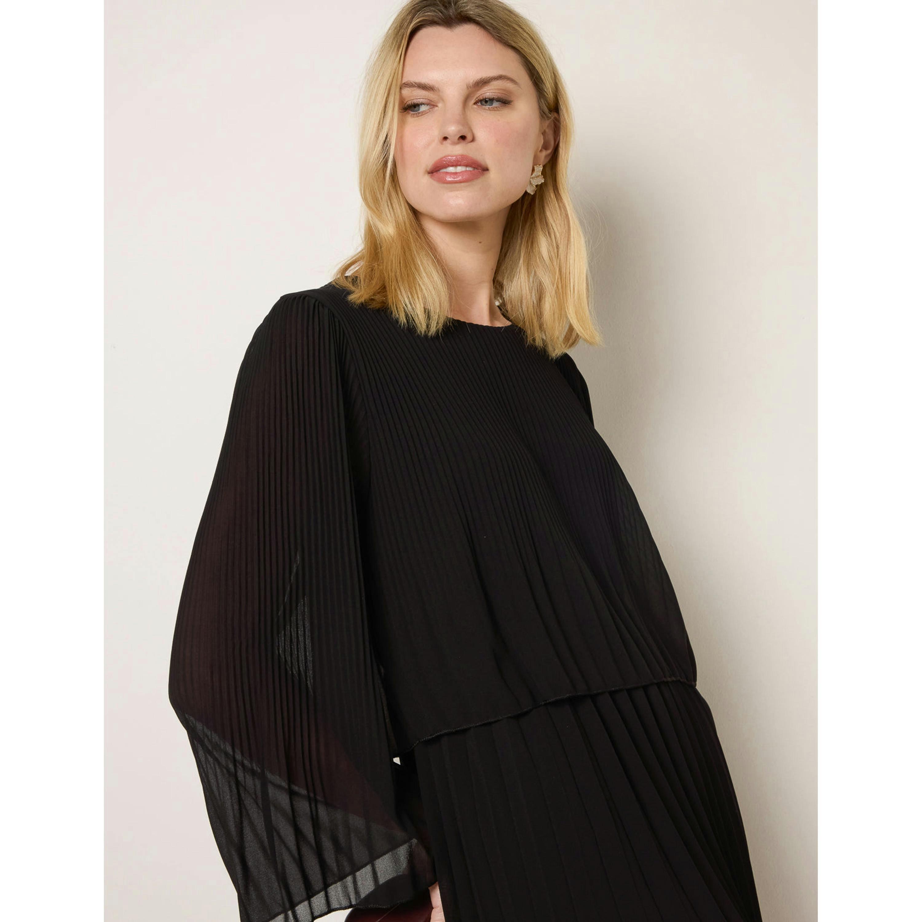 Blue Vanilla Chiffon Pleated Dress  in Black , view 4 of 4