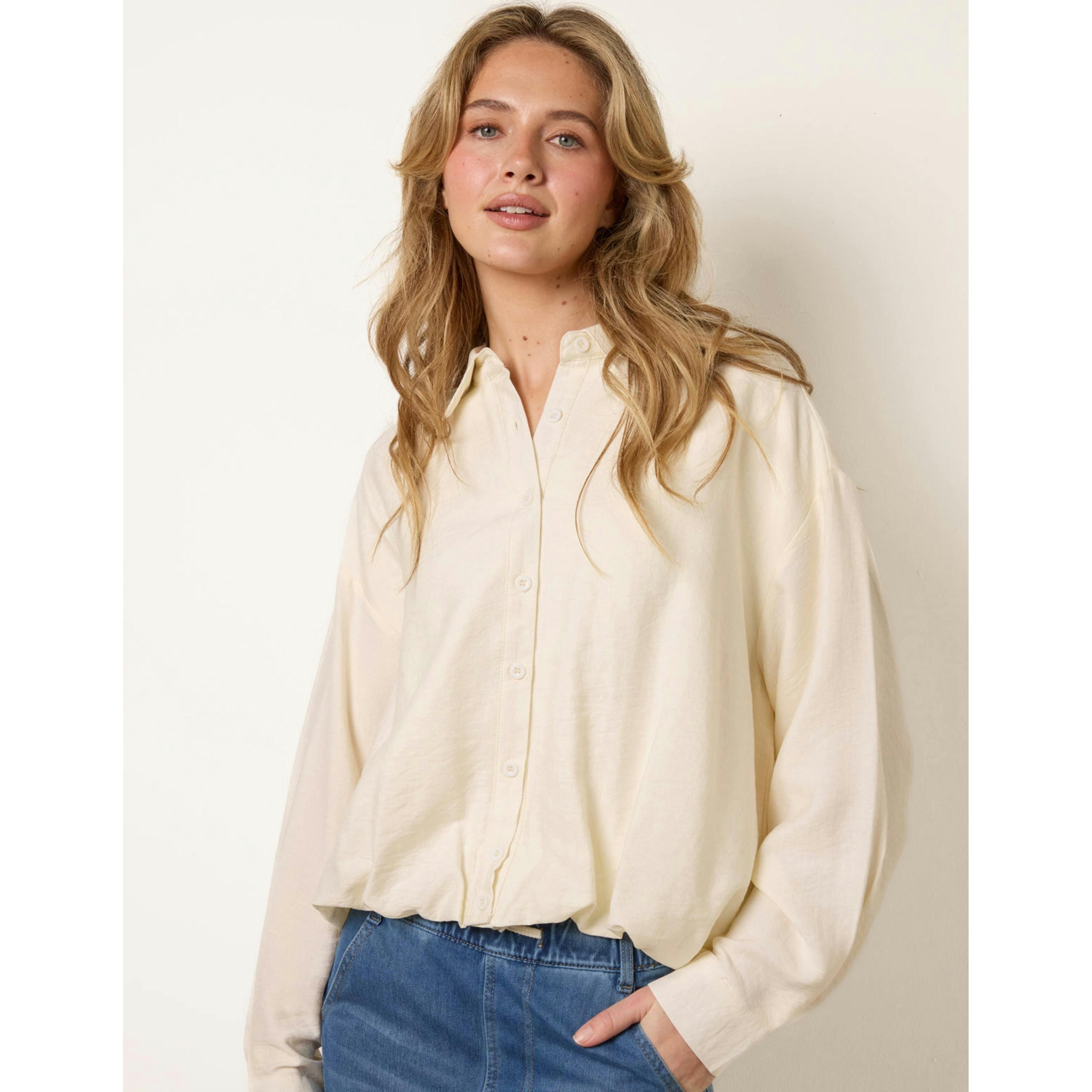 Blue Vanilla Relaxed Button-Up Shirt  in Ivory , view 1 of 4