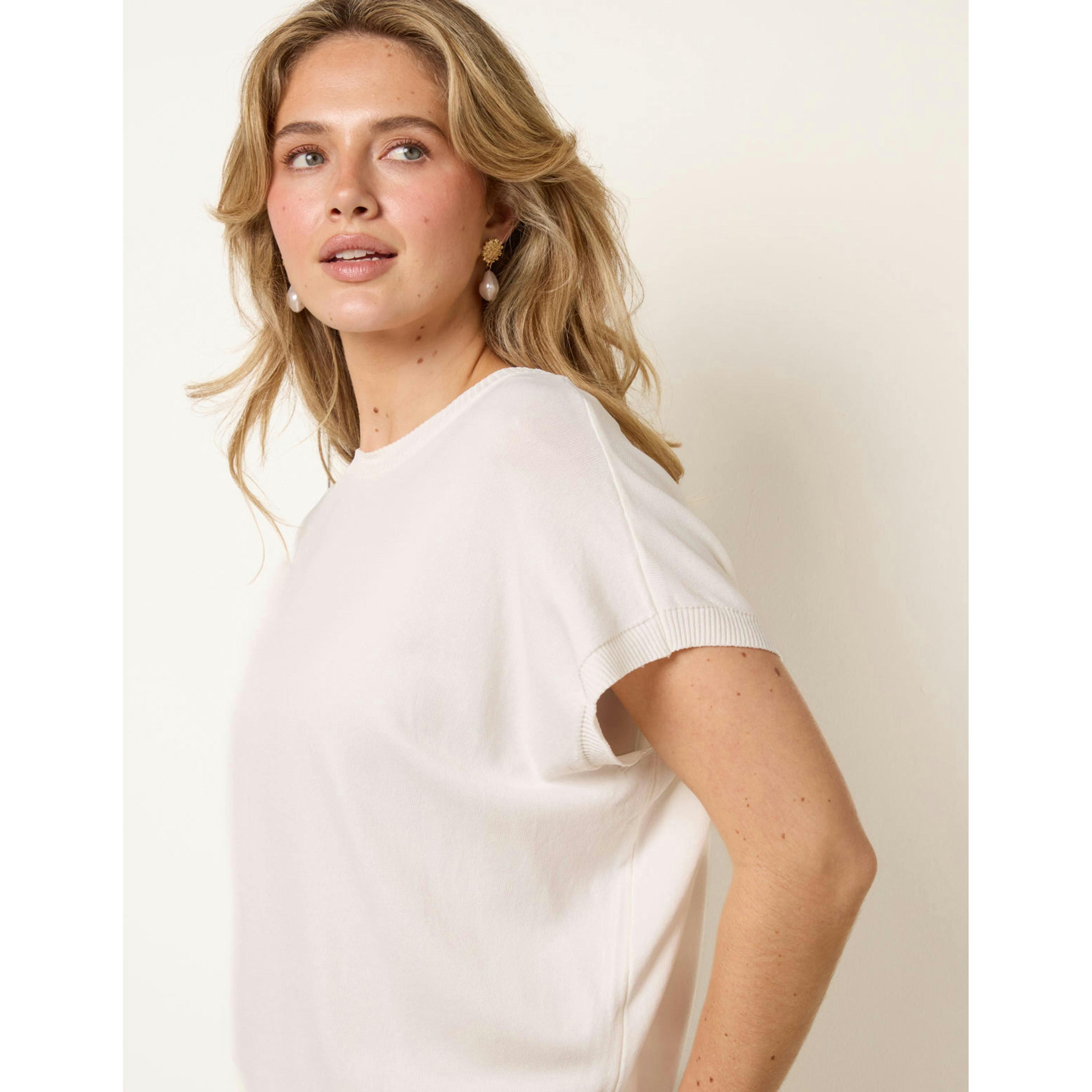 Blue Vanilla Short Sleeve Texture Knit Top  in Ivory , view 4 of 4