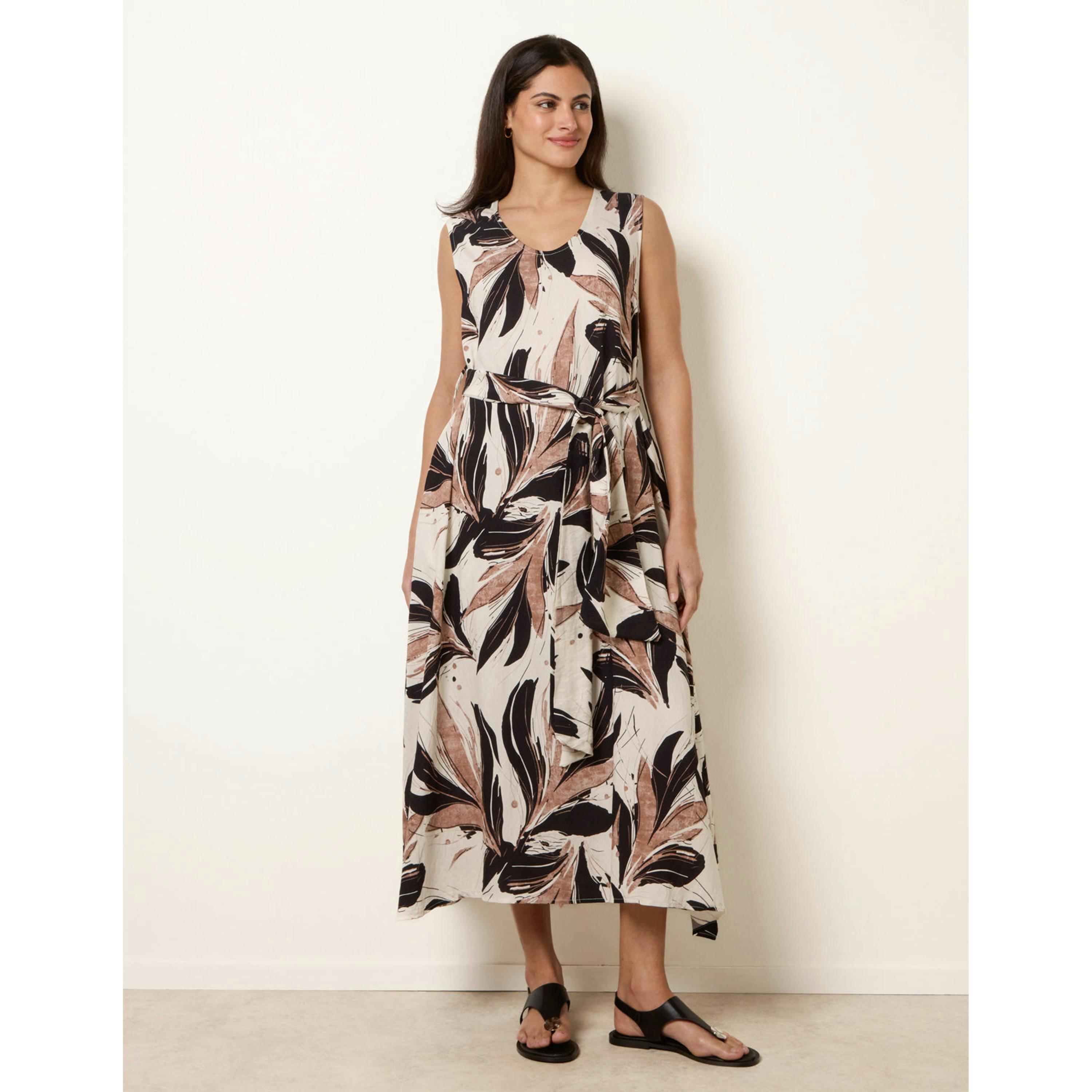 Blue Vanilla Leaf Print Dress  in Black , view 2 of 4
