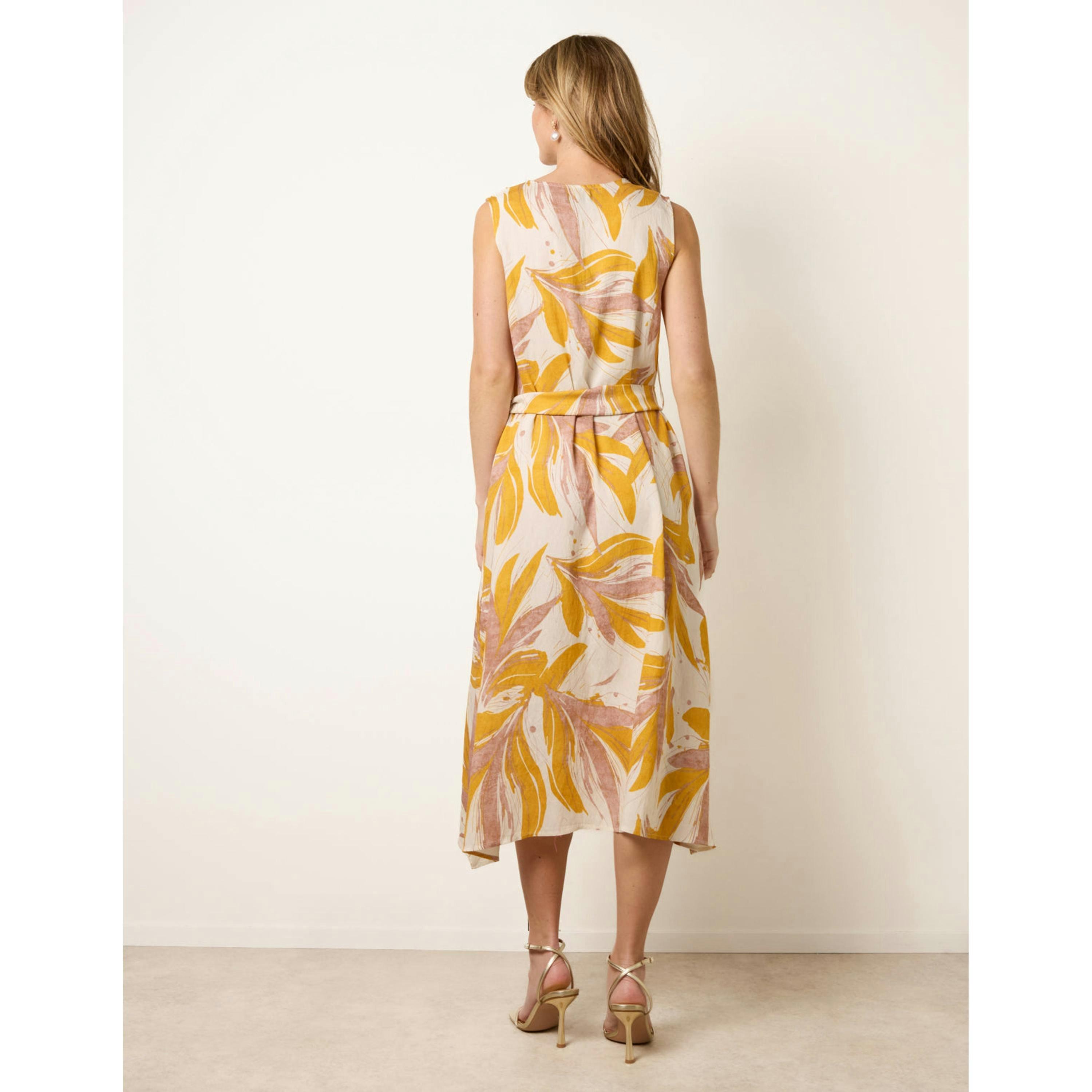 Blue Vanilla Leaf Print Dress  in Yellow , view 2 of 5