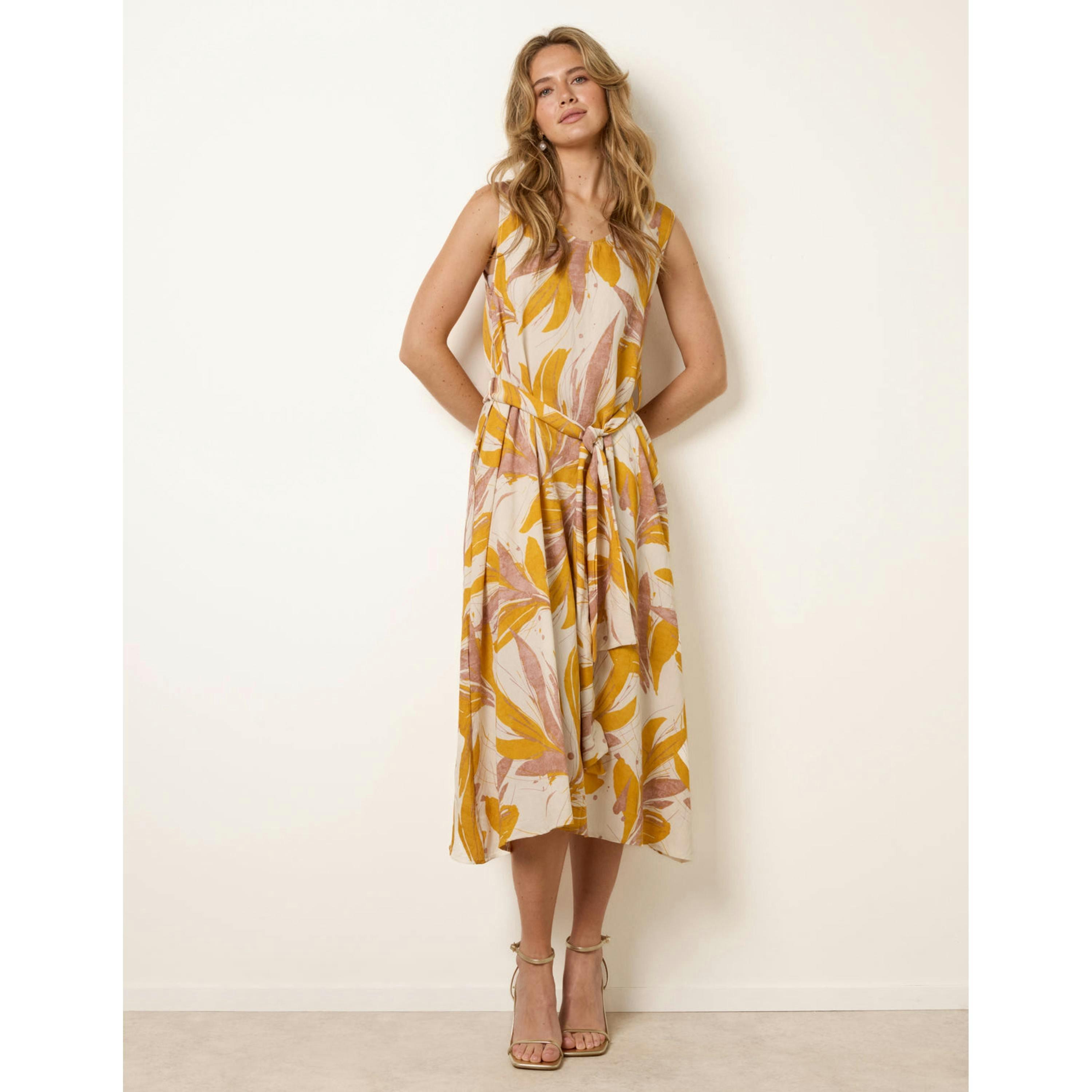 Blue Vanilla Leaf Print Dress  in Yellow , view 3 of 5