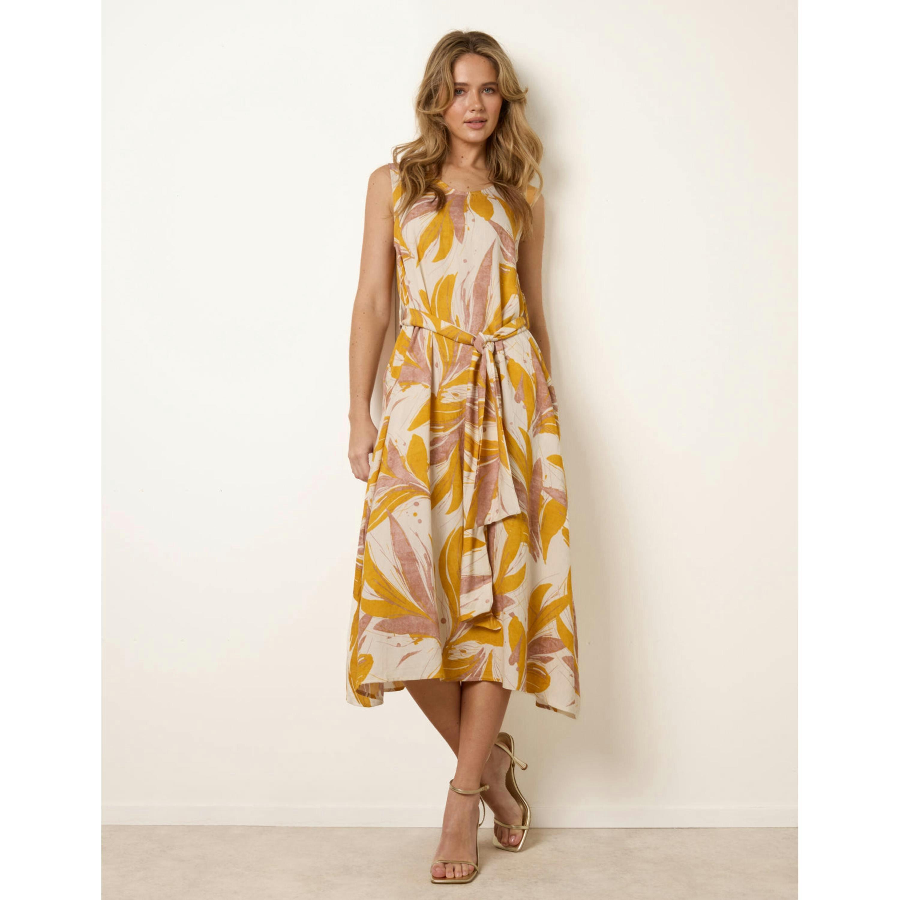 Blue Vanilla Leaf Print Dress  in Yellow , view 5 of 5