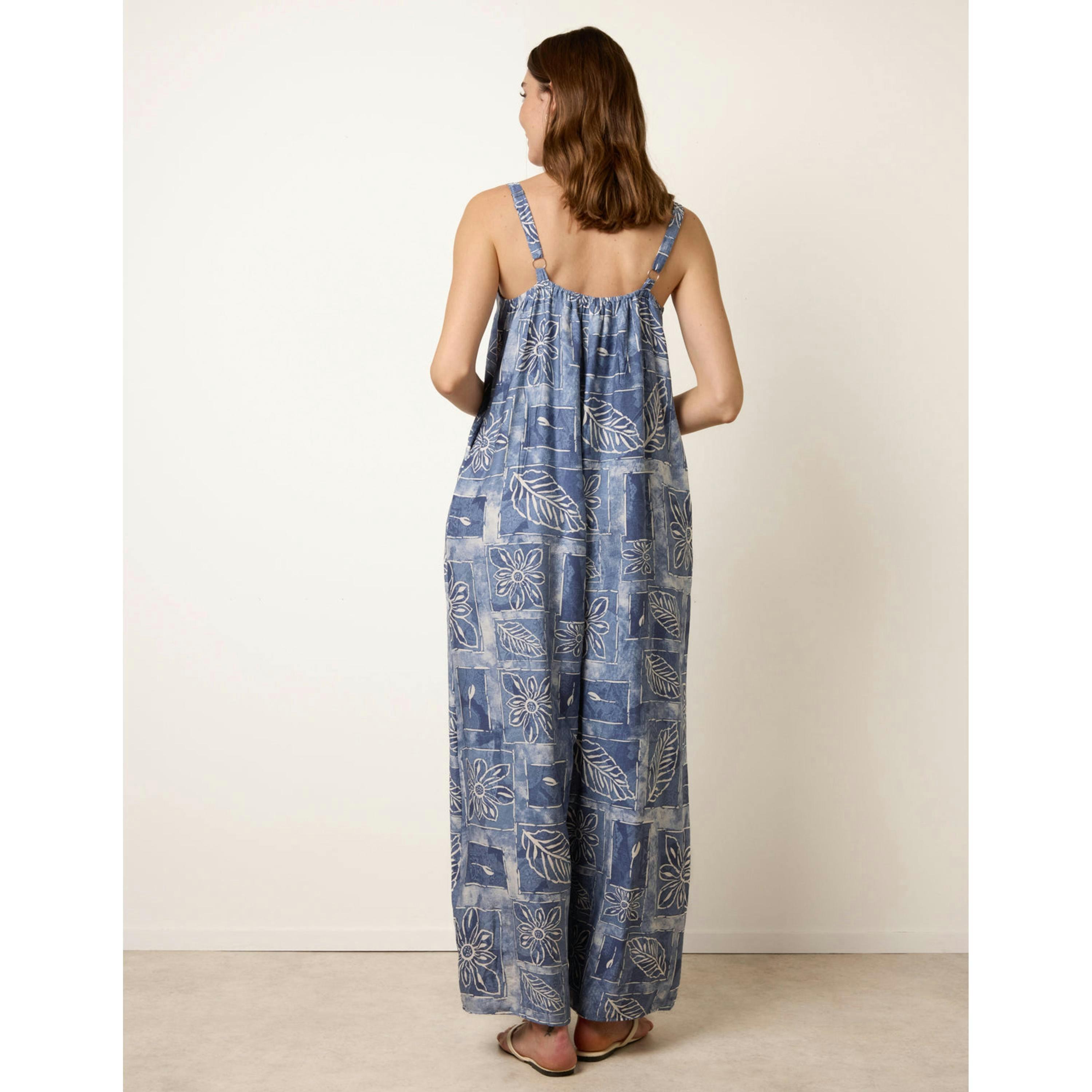 Blue Vanilla Floral Printed Oversized Jumpsuit  in Blue , view 2 of 4