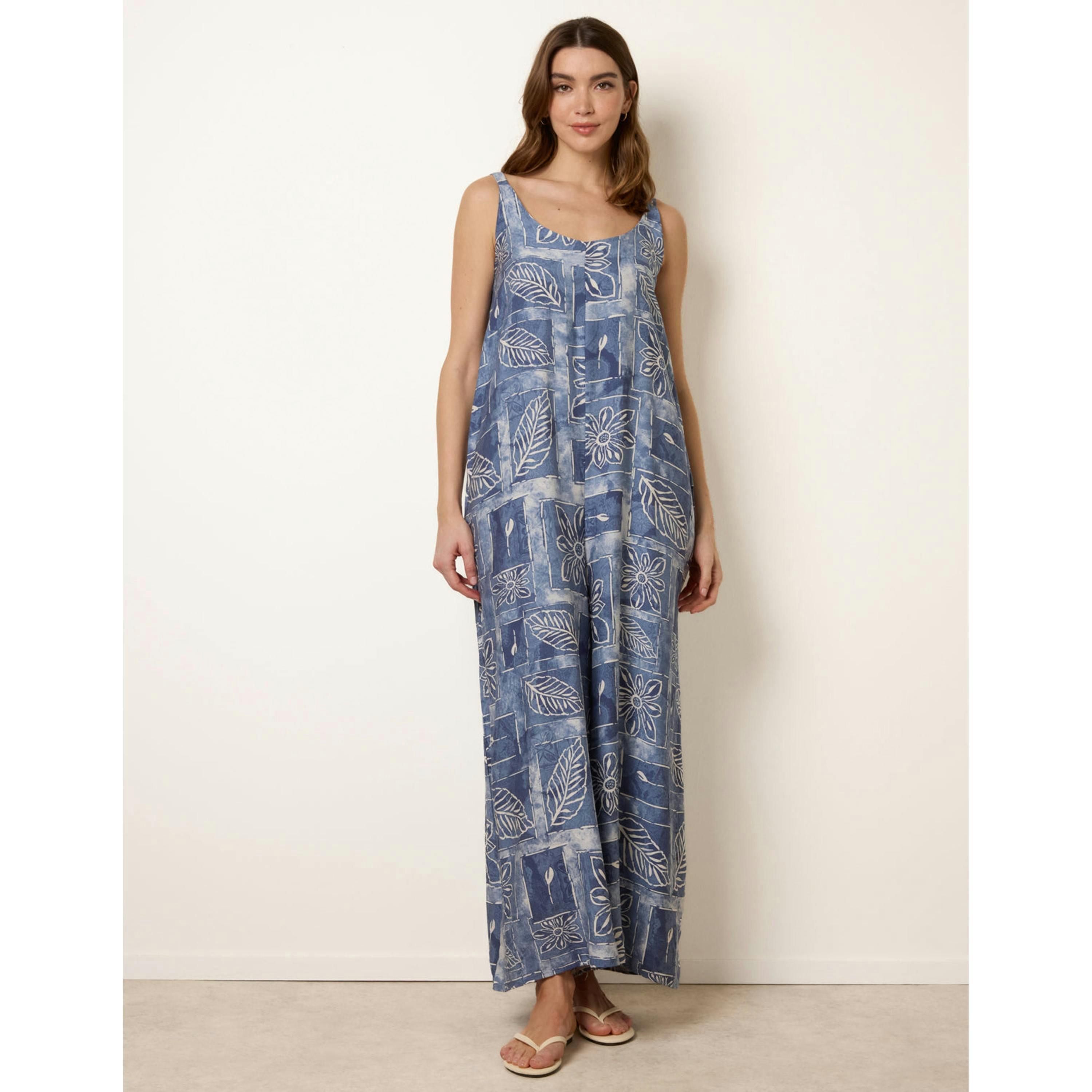Blue Vanilla Floral Printed Oversized Jumpsuit  in Blue , view 4 of 4