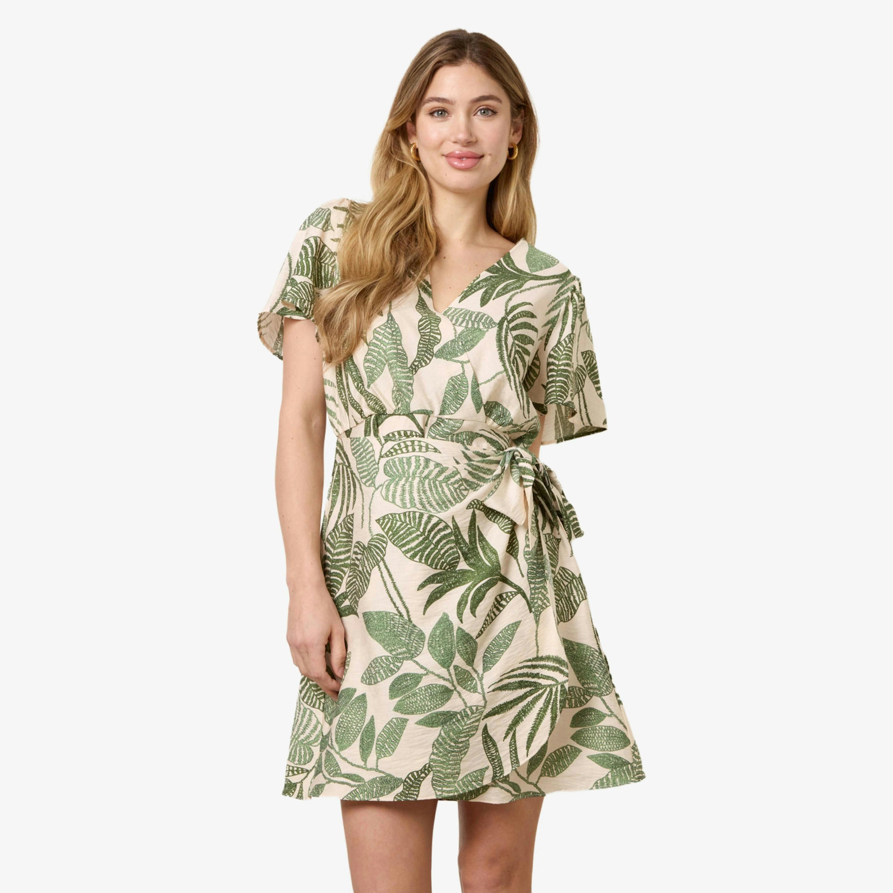 Blue Vanilla Wrap Front Sarong Mini Dress   in  Green , view 1 of 4