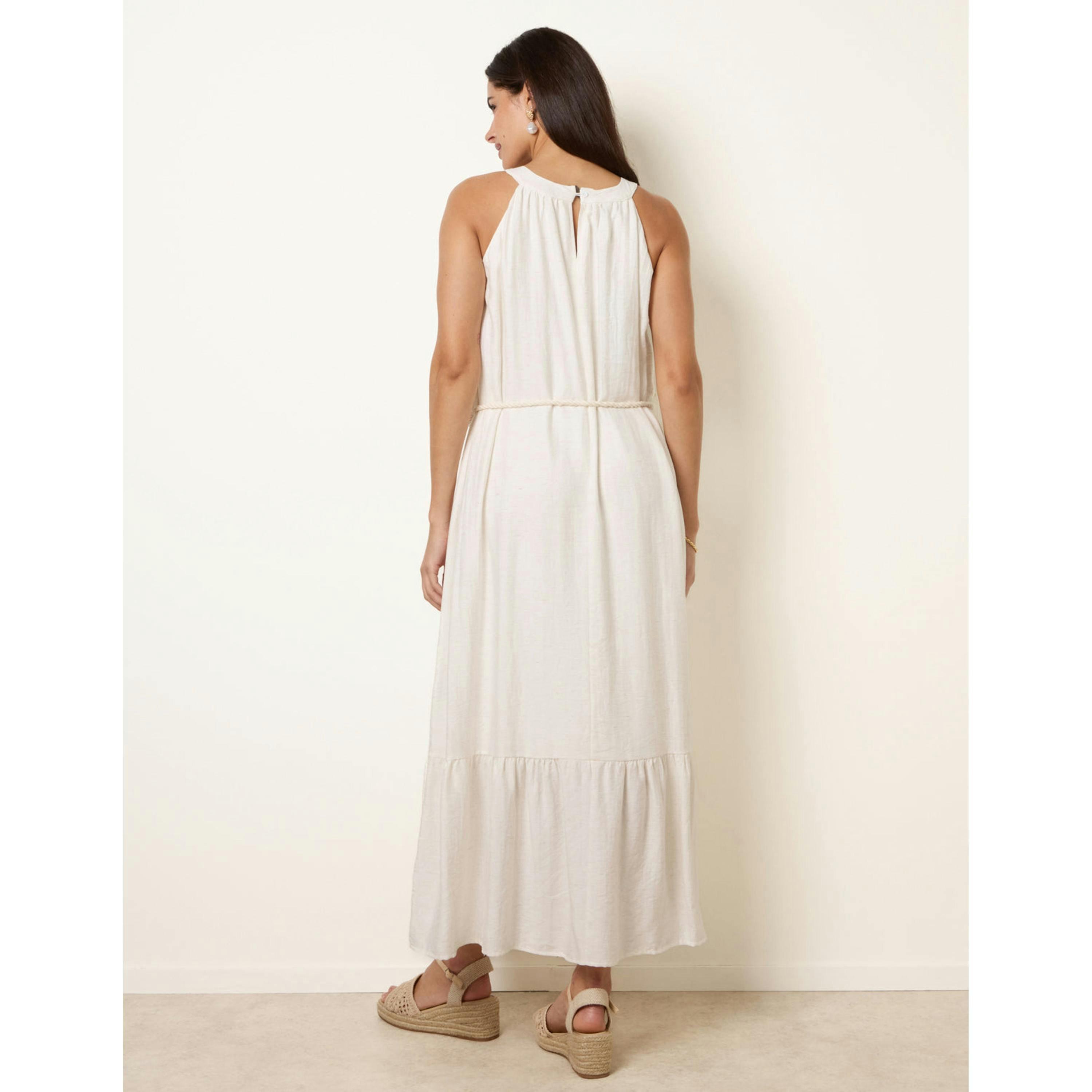 Blue Vanilla Halter Neck Embroidered Dress  in Stone , view 2 of 4
