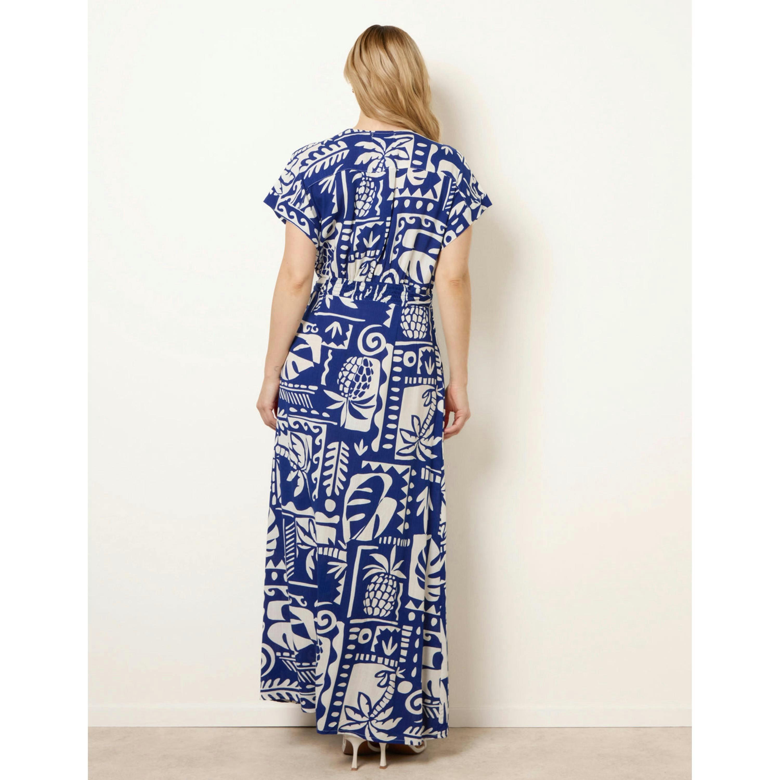 Blue Vanilla Tropical Block Print Dress  in Blue , view 2 of 4