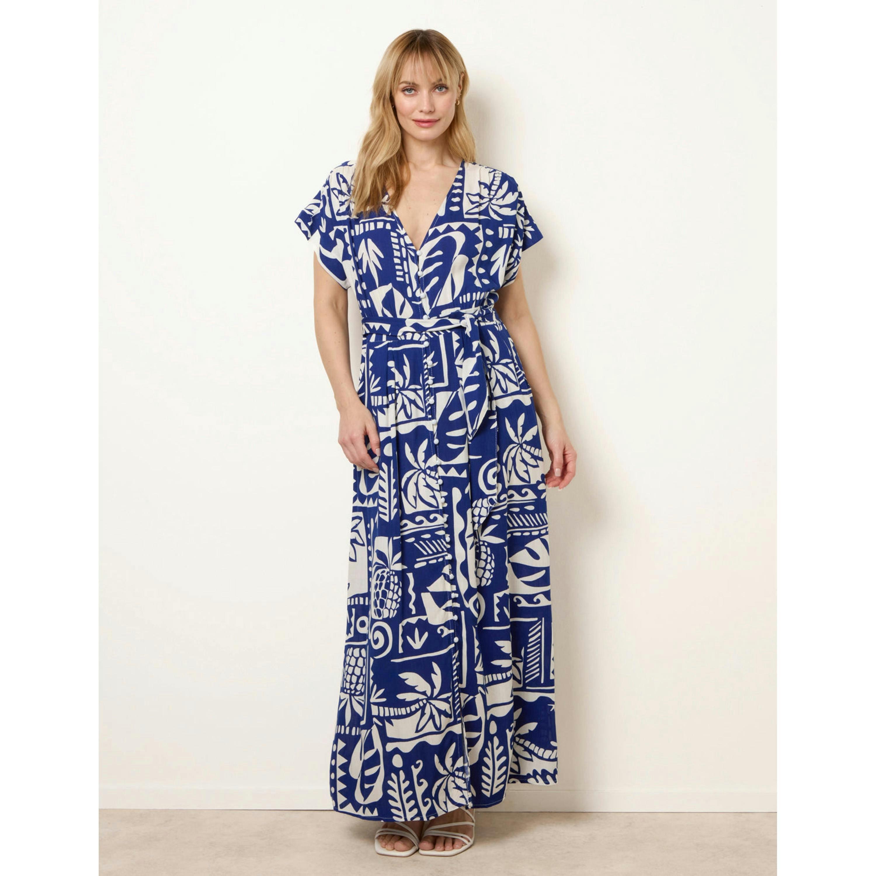 Blue Vanilla Tropical Block Print Dress  in Blue , view 4 of 4