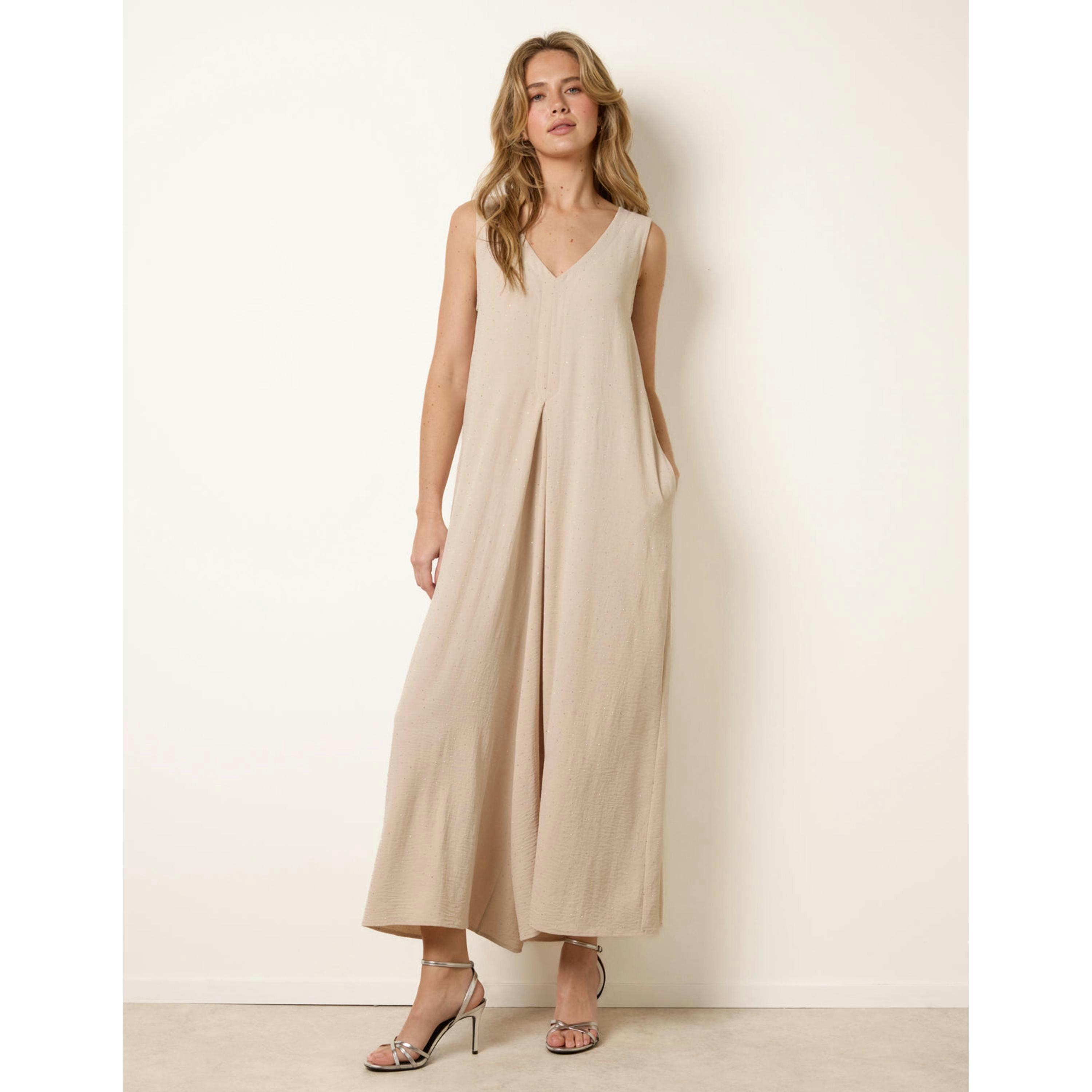 Blue Vanilla Pleat Front Diamante Jumpsuit  in Stone , view 1 of 4