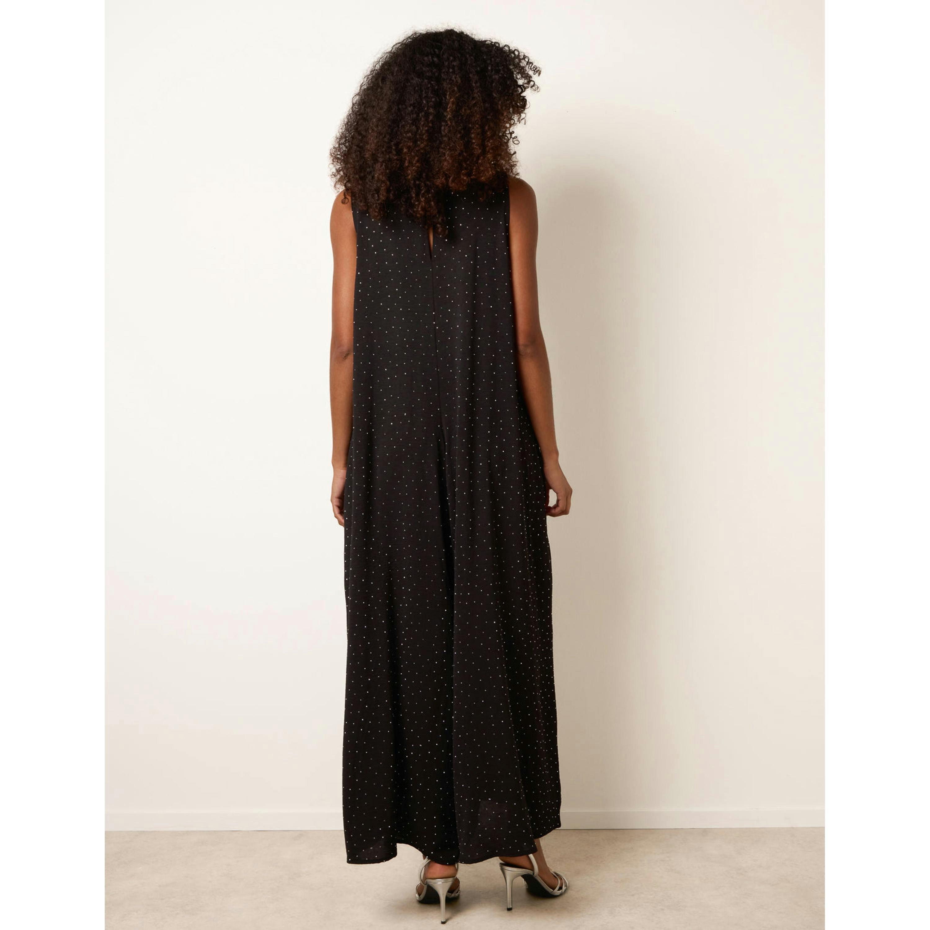 Blue Vanilla Pleat Front Diamante Jumpsuit  in Black , view 2 of 4