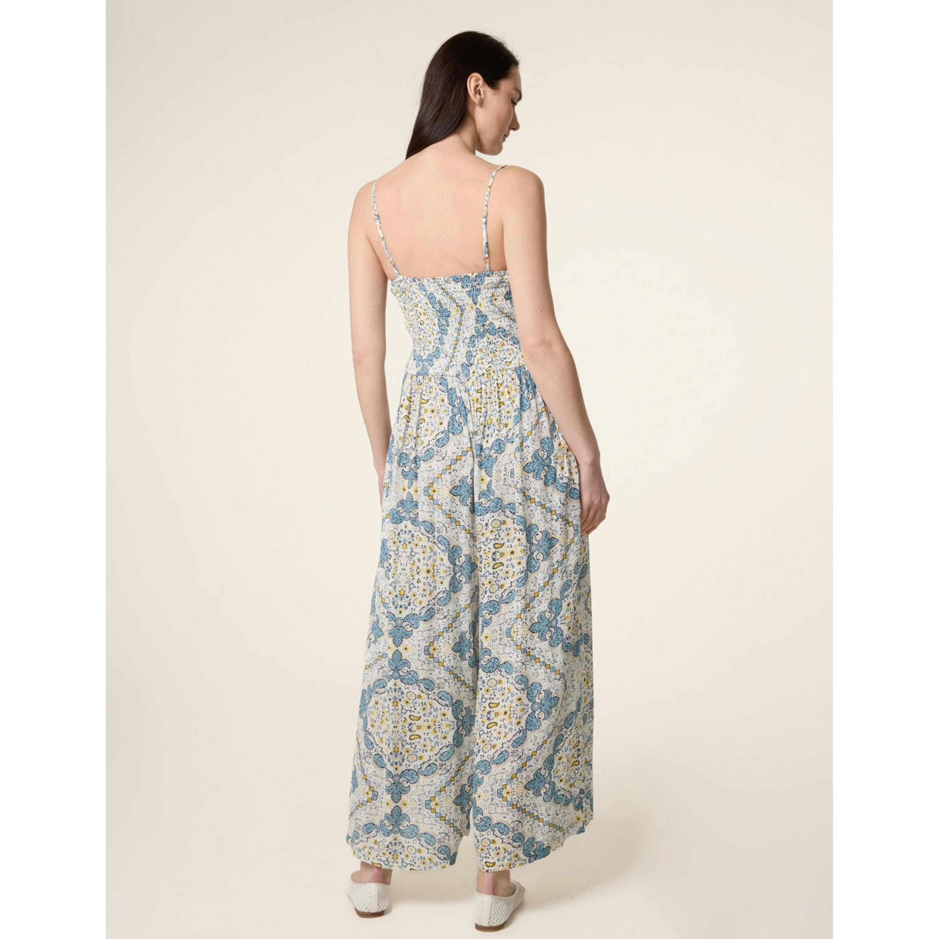 Blue Vanilla Shirred Drawstring Jumpsuit  in Blue , view 4 of 4
