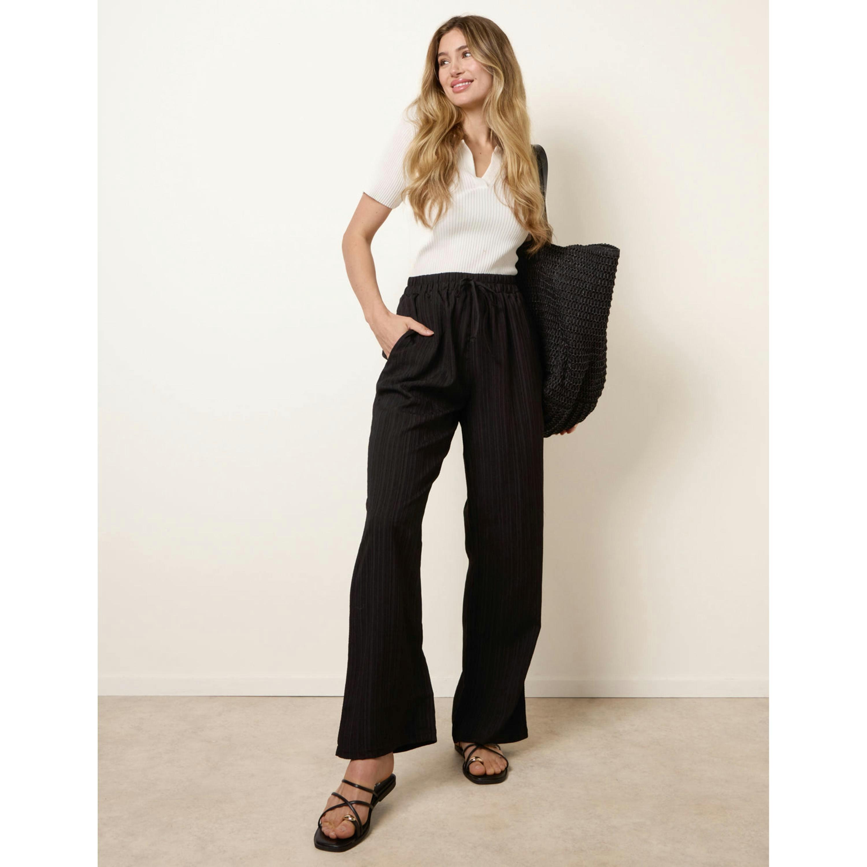 Blue Vanilla Drawstring Wide Leg Trousers   in  Black , view 1 of 4