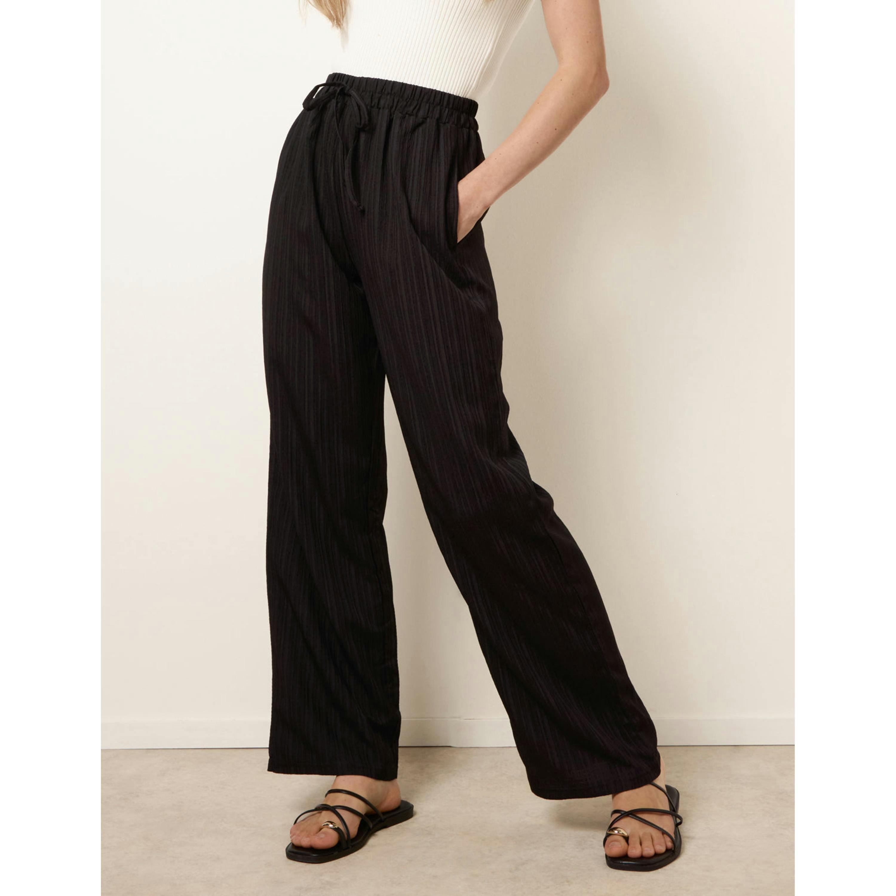 Blue Vanilla Drawstring Wide Leg Trousers  in Black , view 3 of 4