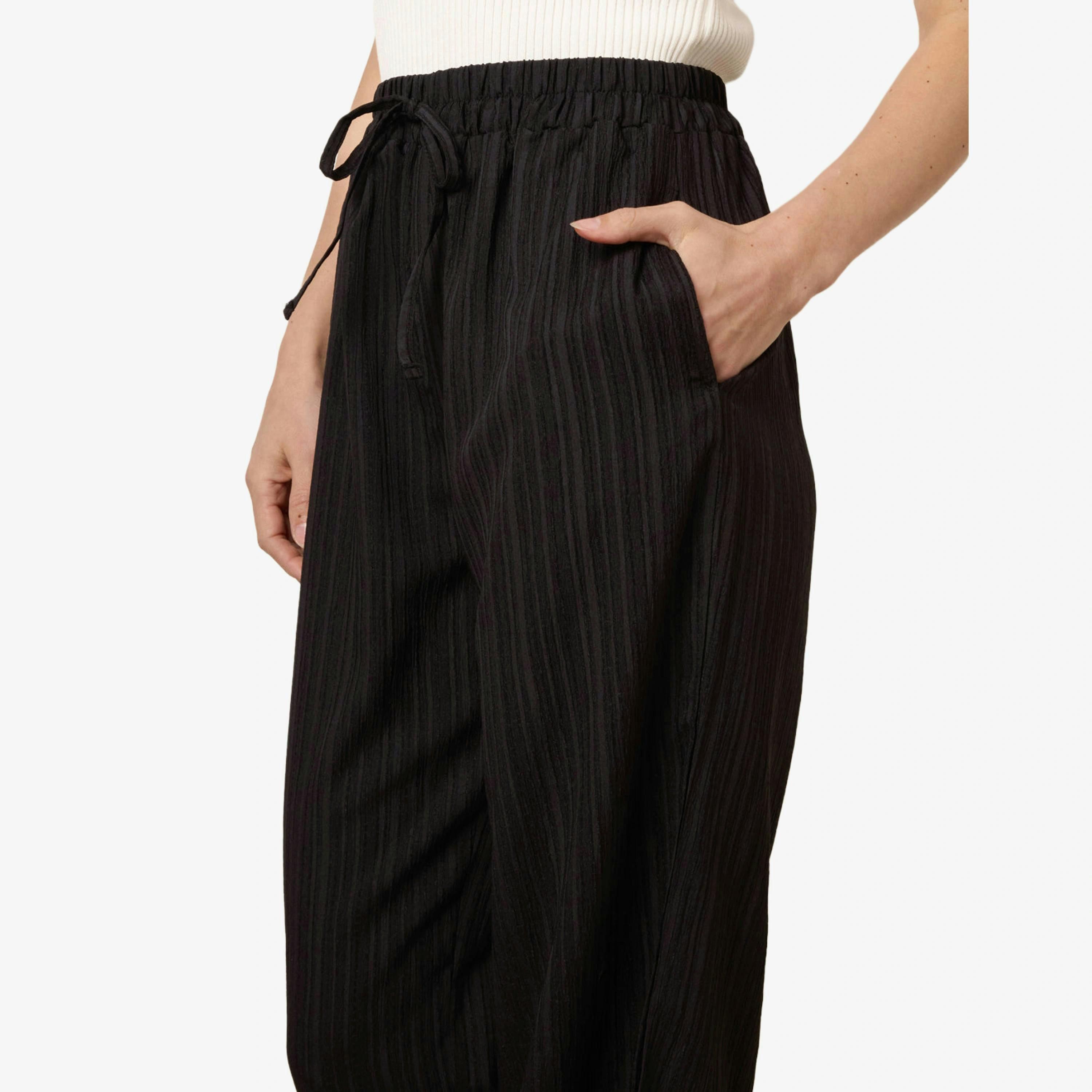 Blue Vanilla Drawstring Wide Leg Trousers  in Black , view 4 of 4