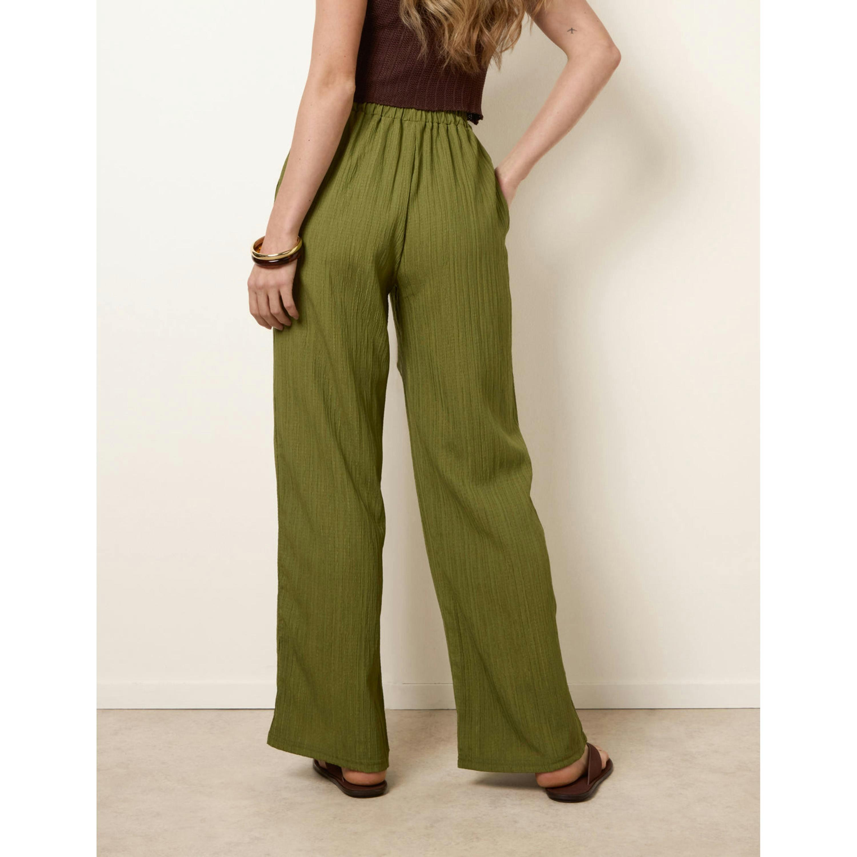 Blue Vanilla Drawstring Wide Leg Trousers  in Khaki , view 2 of 4