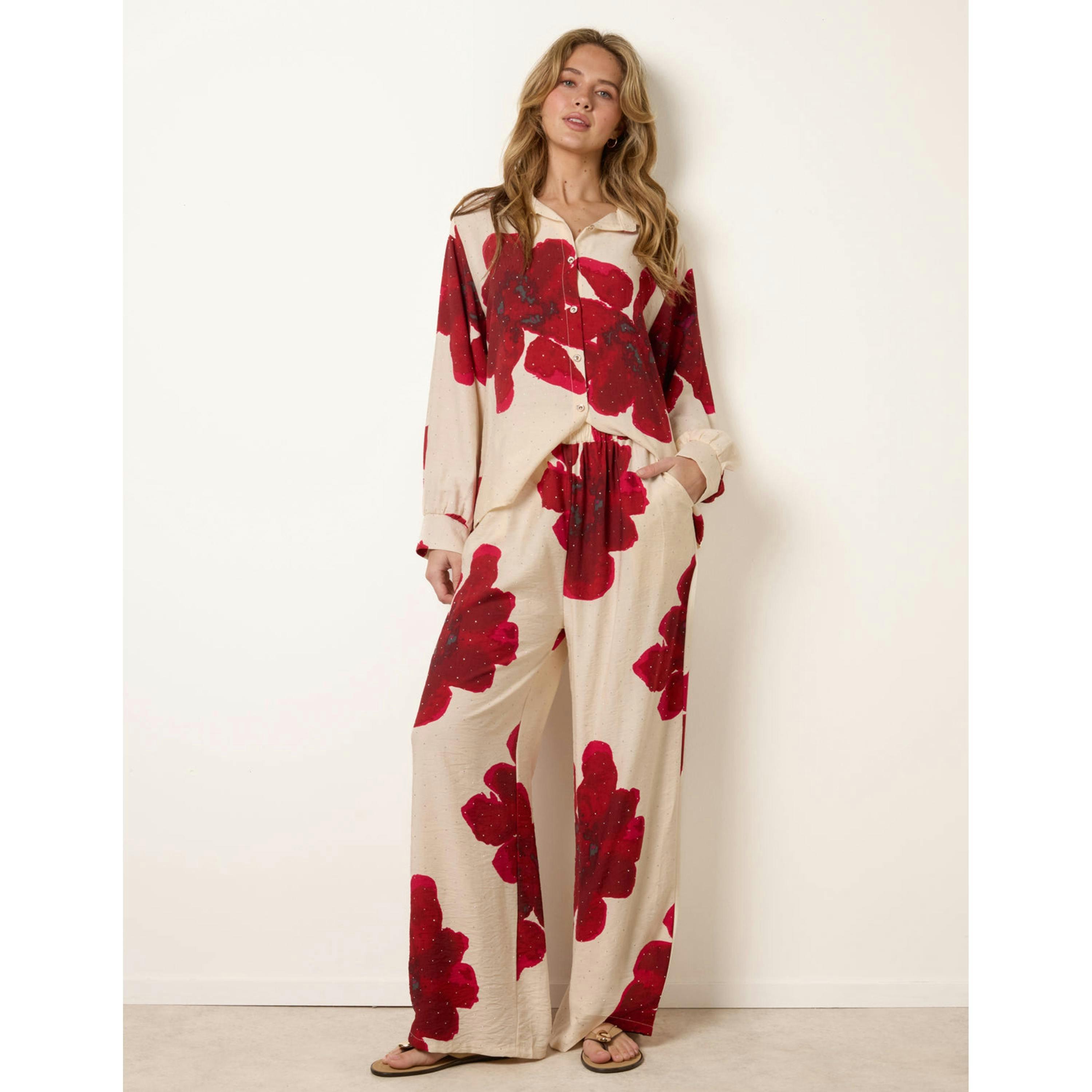 Blue Vanilla Floral Print Co-Ord Set  in Red , view 1 of 4