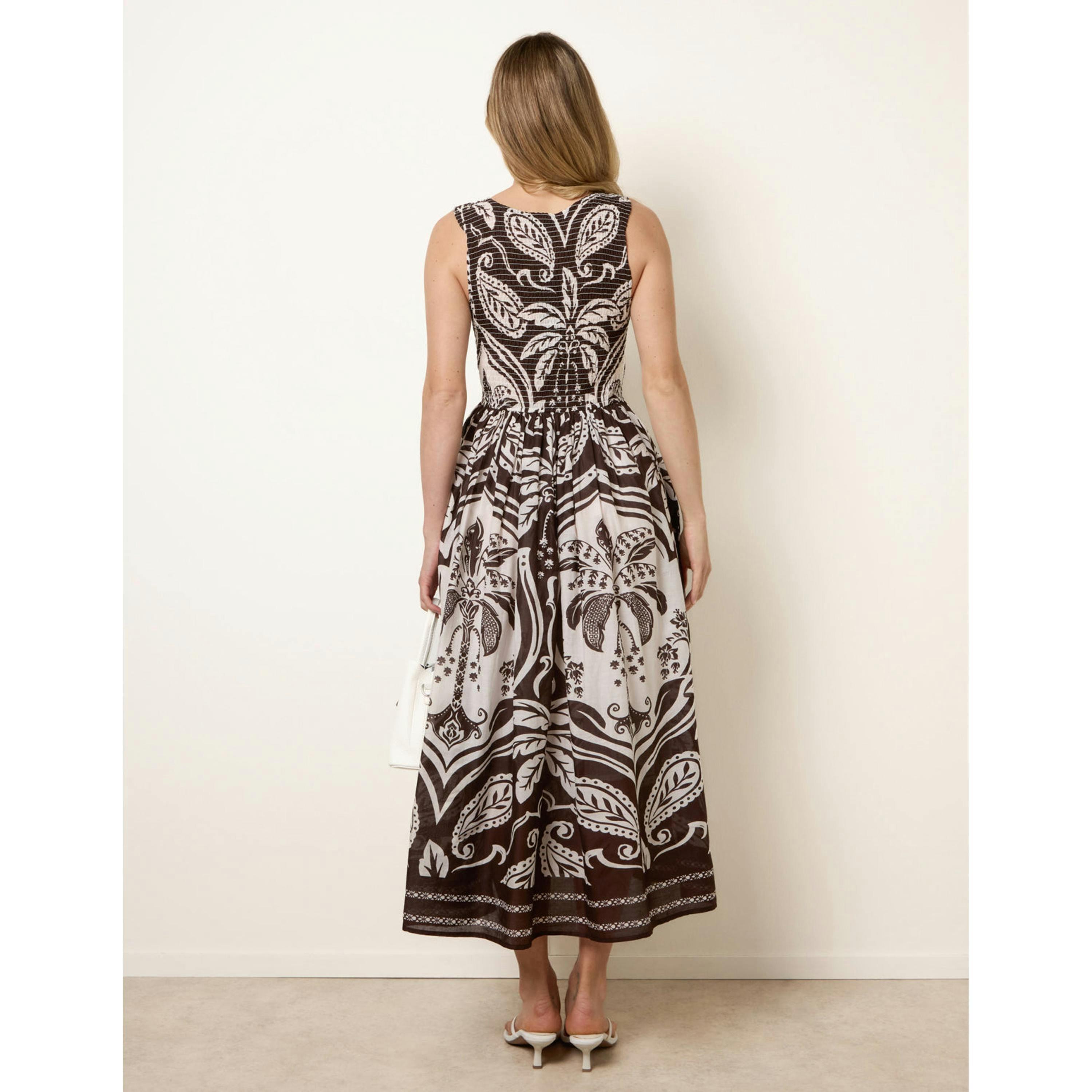 Blue Vanilla Sleeveless Shirred Dress  in Brown , view 2 of 5