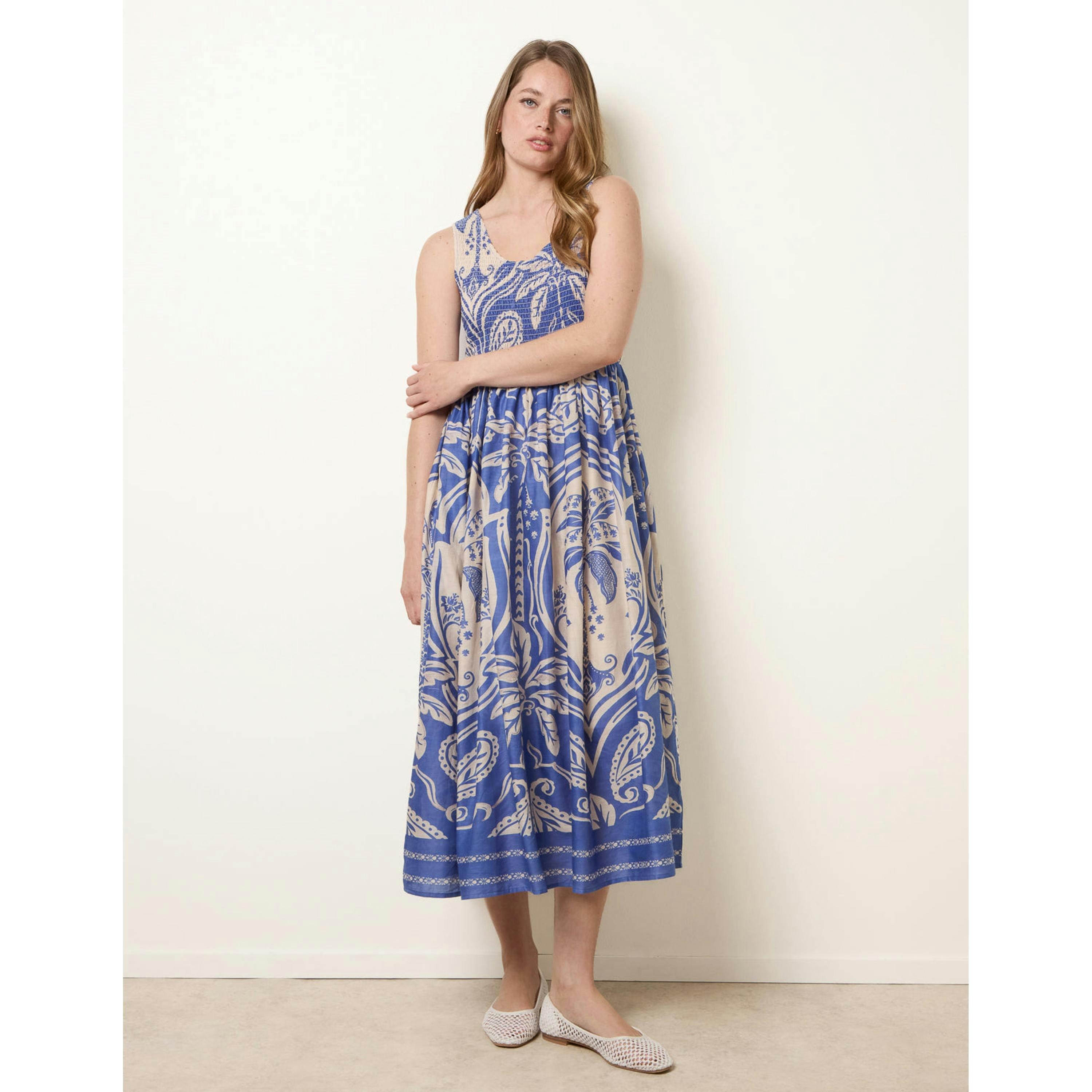 Blue Vanilla Sleeveless Shirred Dress  in Blue , view 2 of 4
